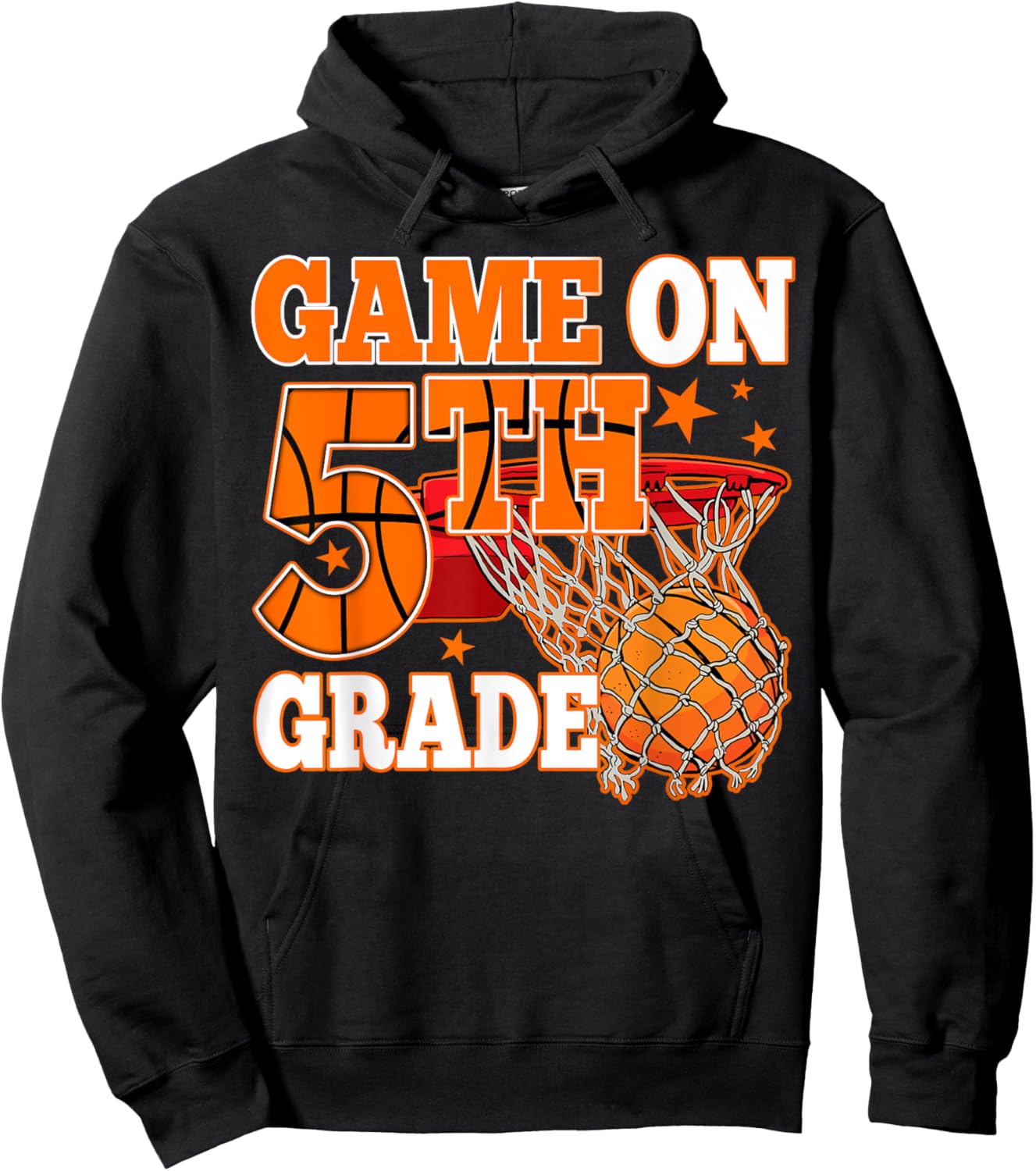 Boys Game On 5th Grade Basketball Back To School Teacher Kid Hoodie - Hoodie | Black