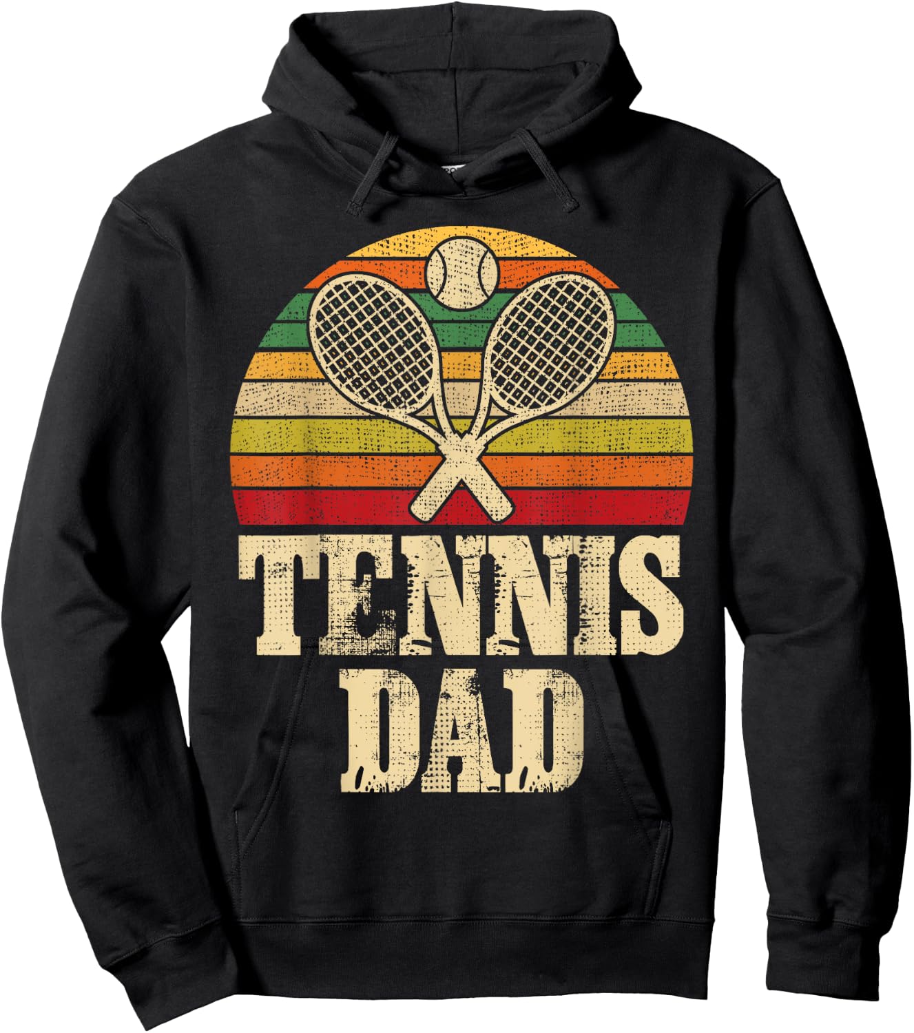 Vintage Retro Tennis Dad Father's Day Present Hoodie - Hoodie | Black