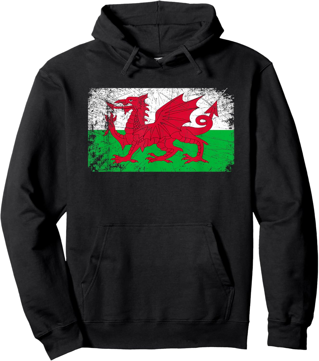 Vintage Made in Wales Welsh Flag Gift Hoodie - Hoodie | Black