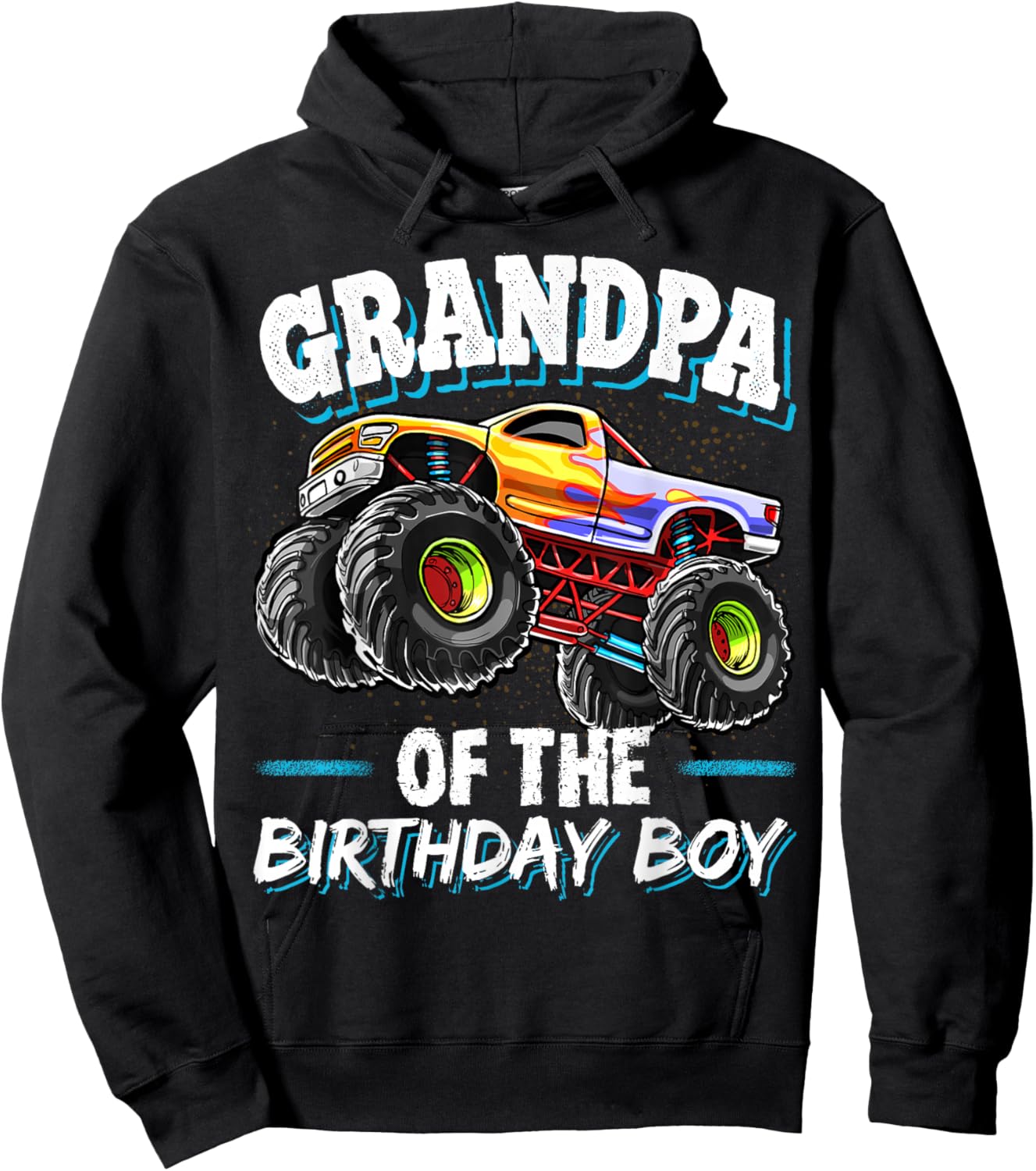 Grandpa of the Birthday Boy Monster Truck Birthday Party Hoodie - Hoodie | Black
