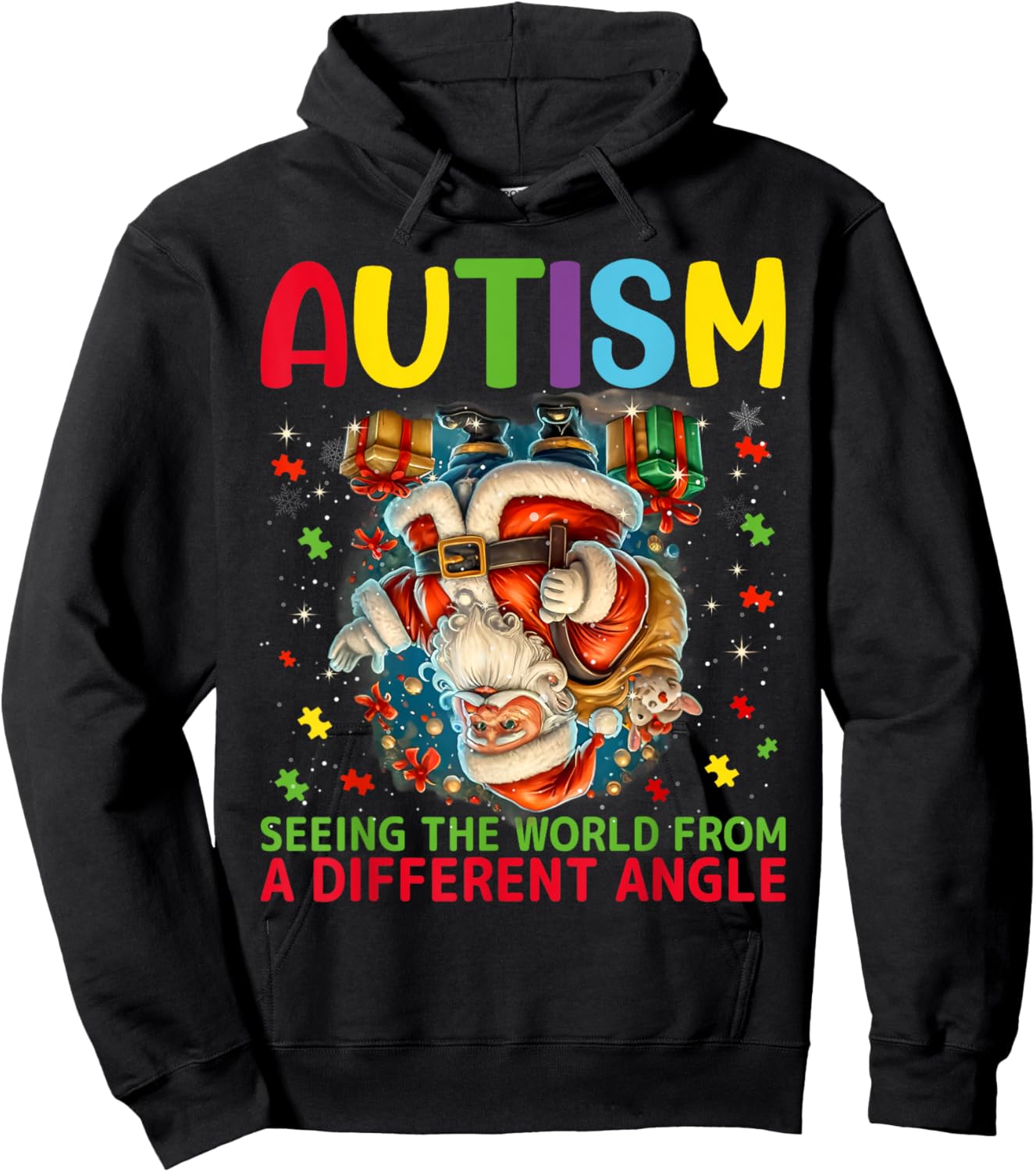 Autism Christmas Autistic Xmas Day Love Autism Awareness Hoodie - Hoodie | Black