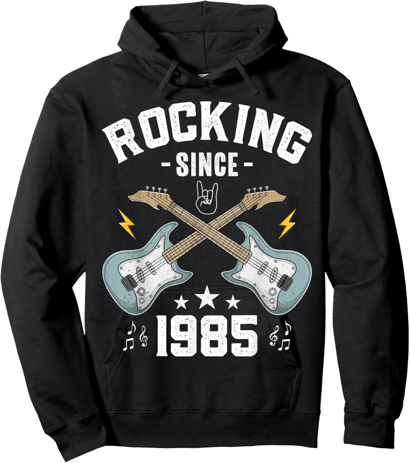 Rocking Since 1985 Vintage Guitar 40th Birthday Hoodie - Hoodie | Black