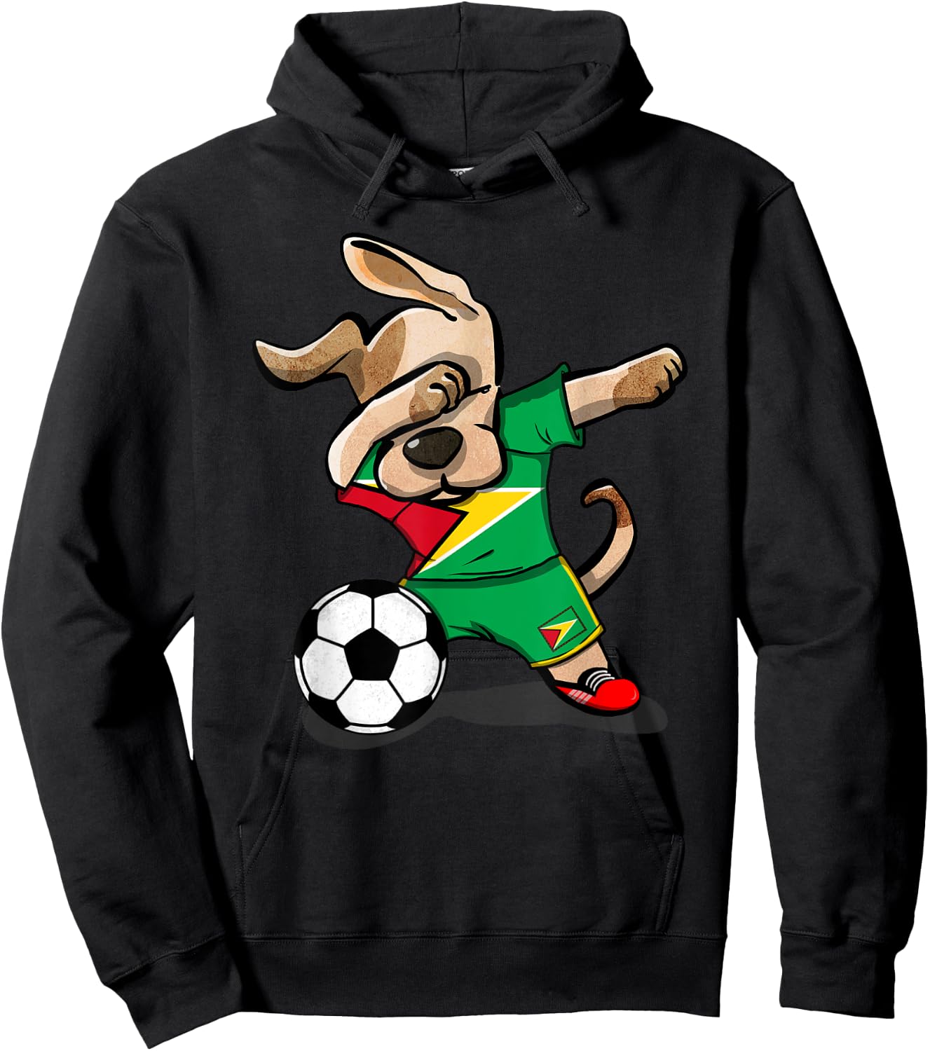 Dog Dabbing Guyana Soccer Jersey Shirt Guyanese Football Men Women Kids Hoodie - Hoodie | Black
