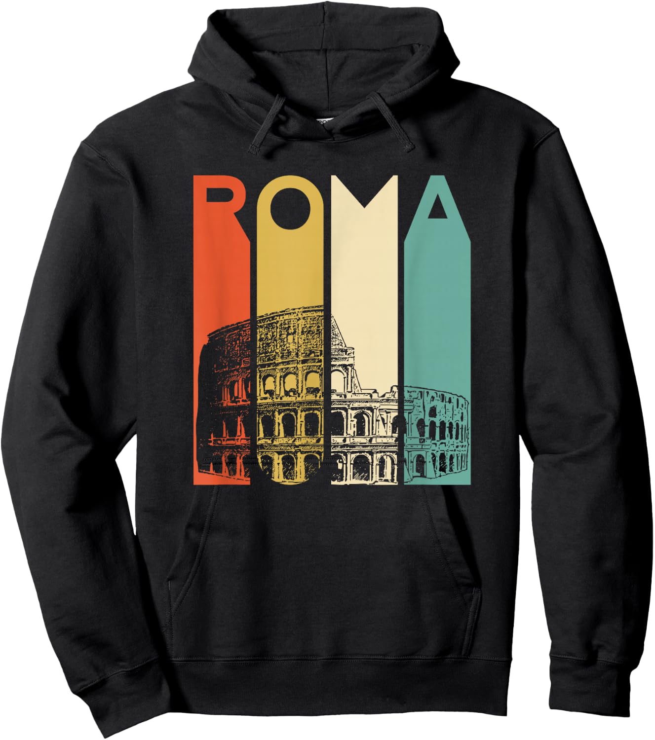 Rome Italy Roma Italian Retro Colosseum Architecture Hoodie - Hoodie | Black