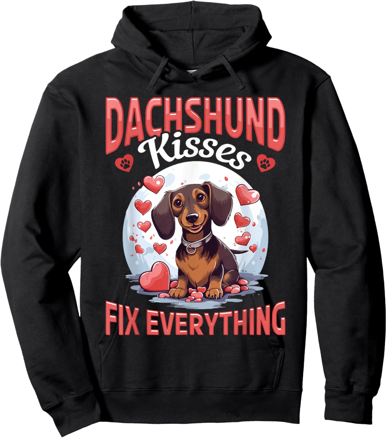 badger wiener sausage dog Dachshund kisses Fix everything Men Women Girls Kids Hoodie - Hoodie | Black