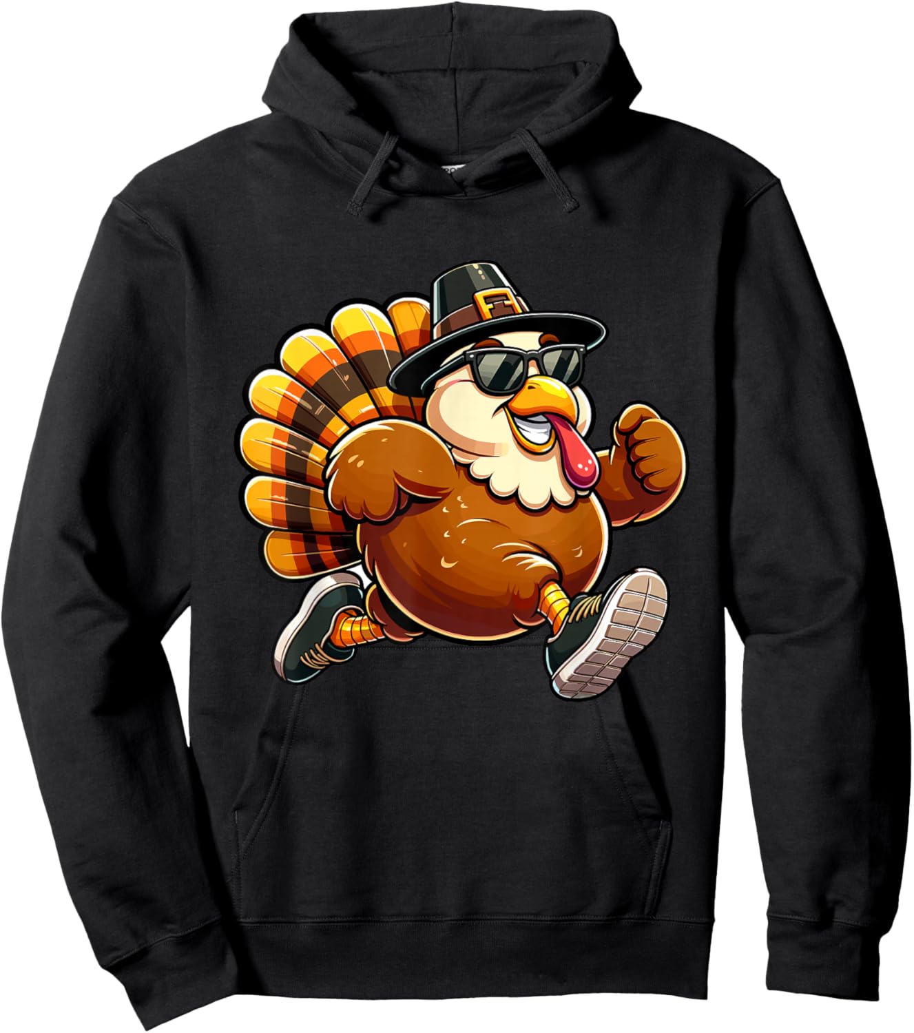 Running Turkey - Turkey Trot Running Thanksgiving Hoodie - Hoodie | Black