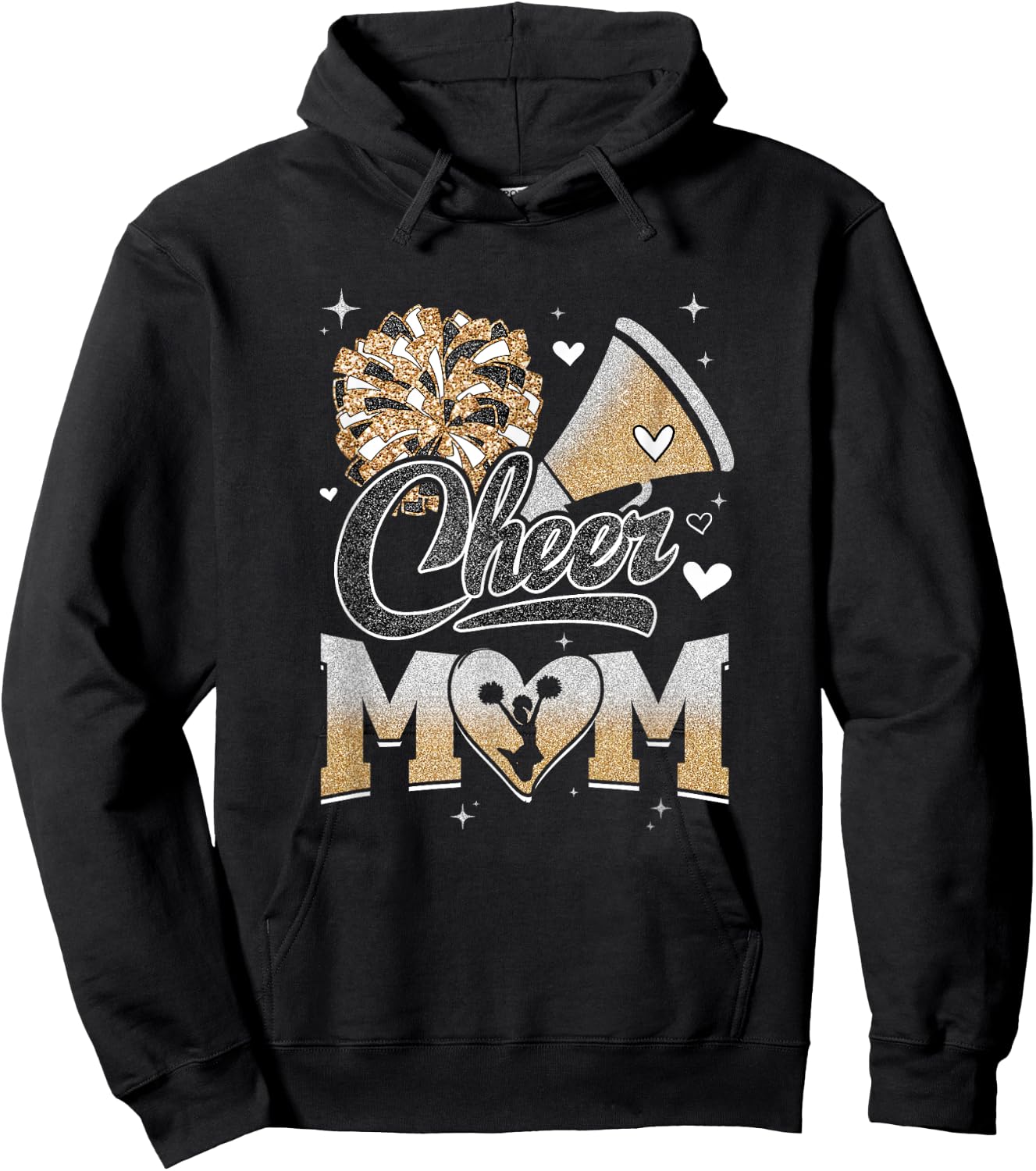 Cheer Mom Cheerleading Football Graphic Hoodie - Hoodie | Black