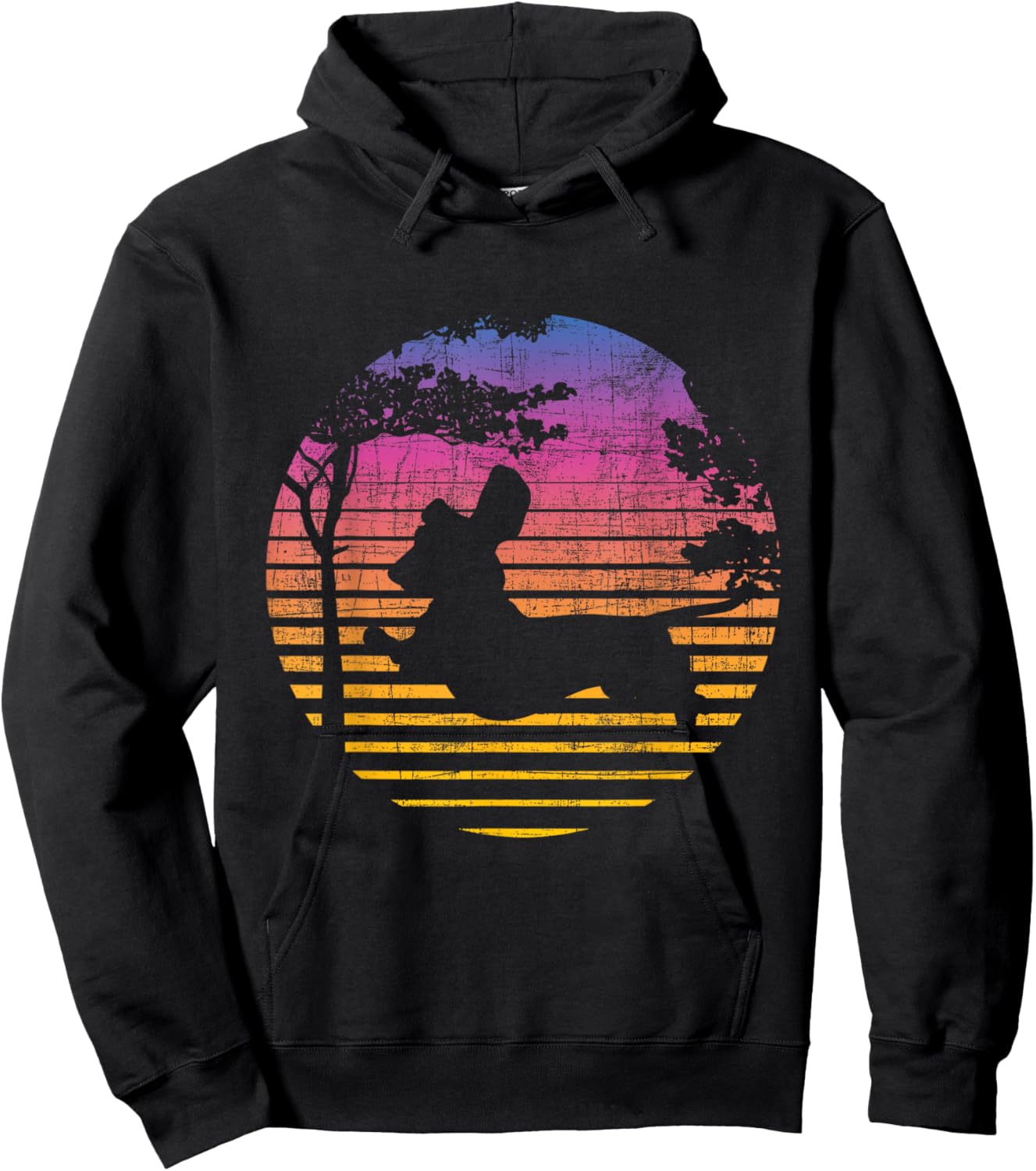 Retro Sunset Dachshund Wiener - Dog Lover Animal Pet Lover Men Women Girls Kids Hoodie - Hoodie | Black
