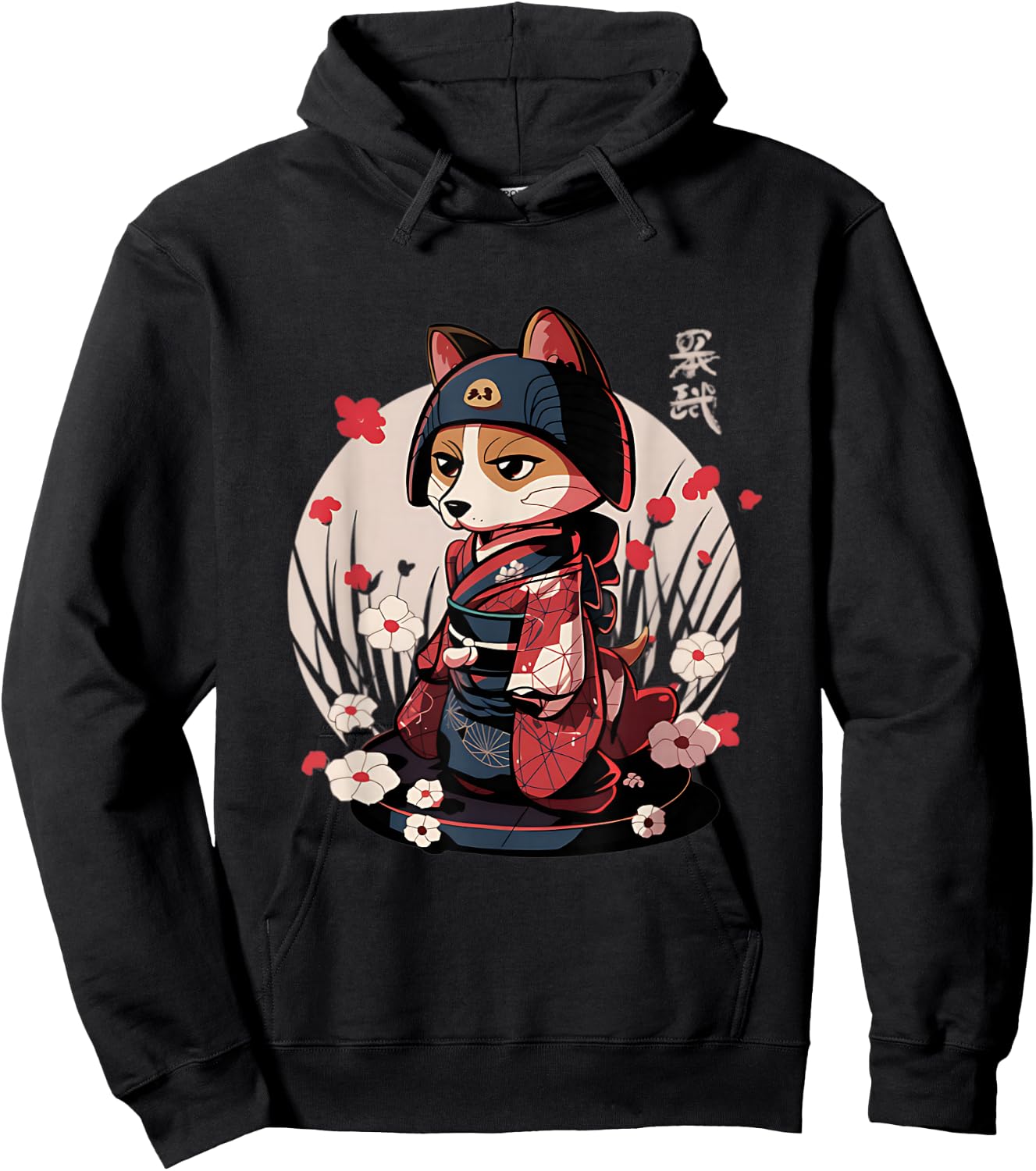 Japanese Samurai Dog Tattoo Kawaii Ninja Dog Hoodie - Hoodie | Black