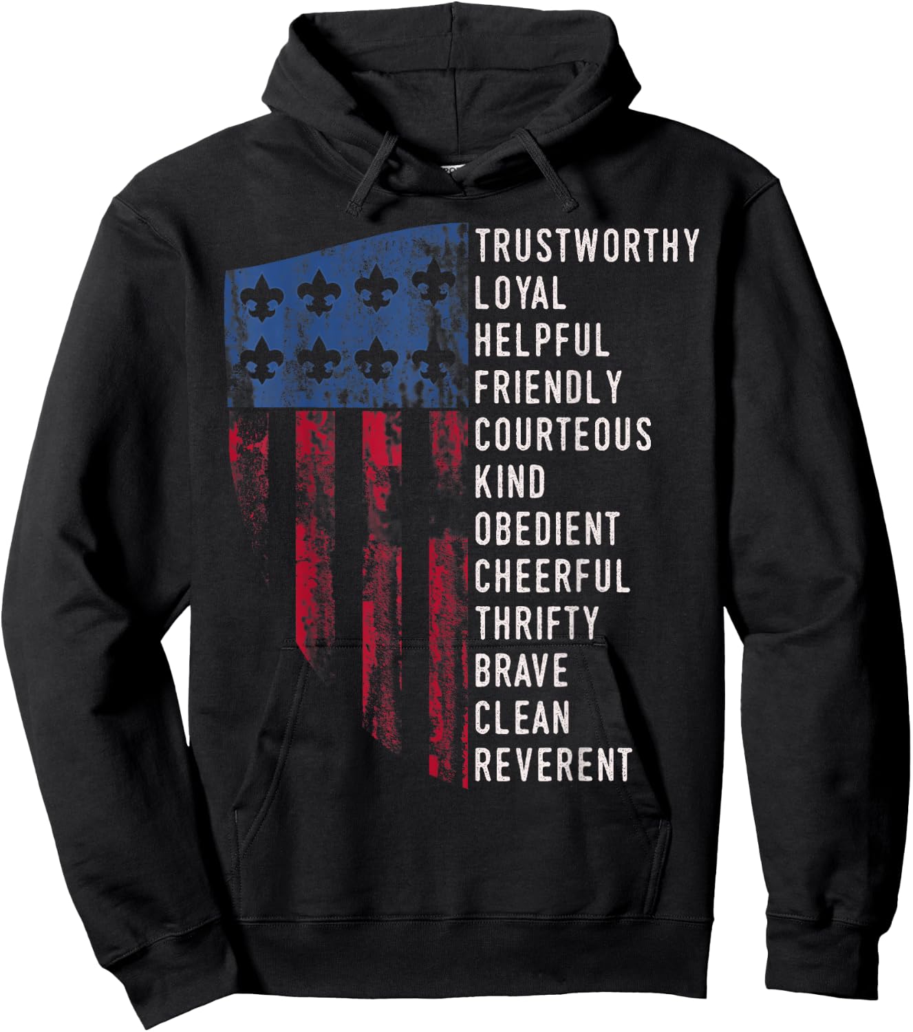 Vintage Scouting Gift | US America Flag Scouting Law Hoodie - Hoodie | Black