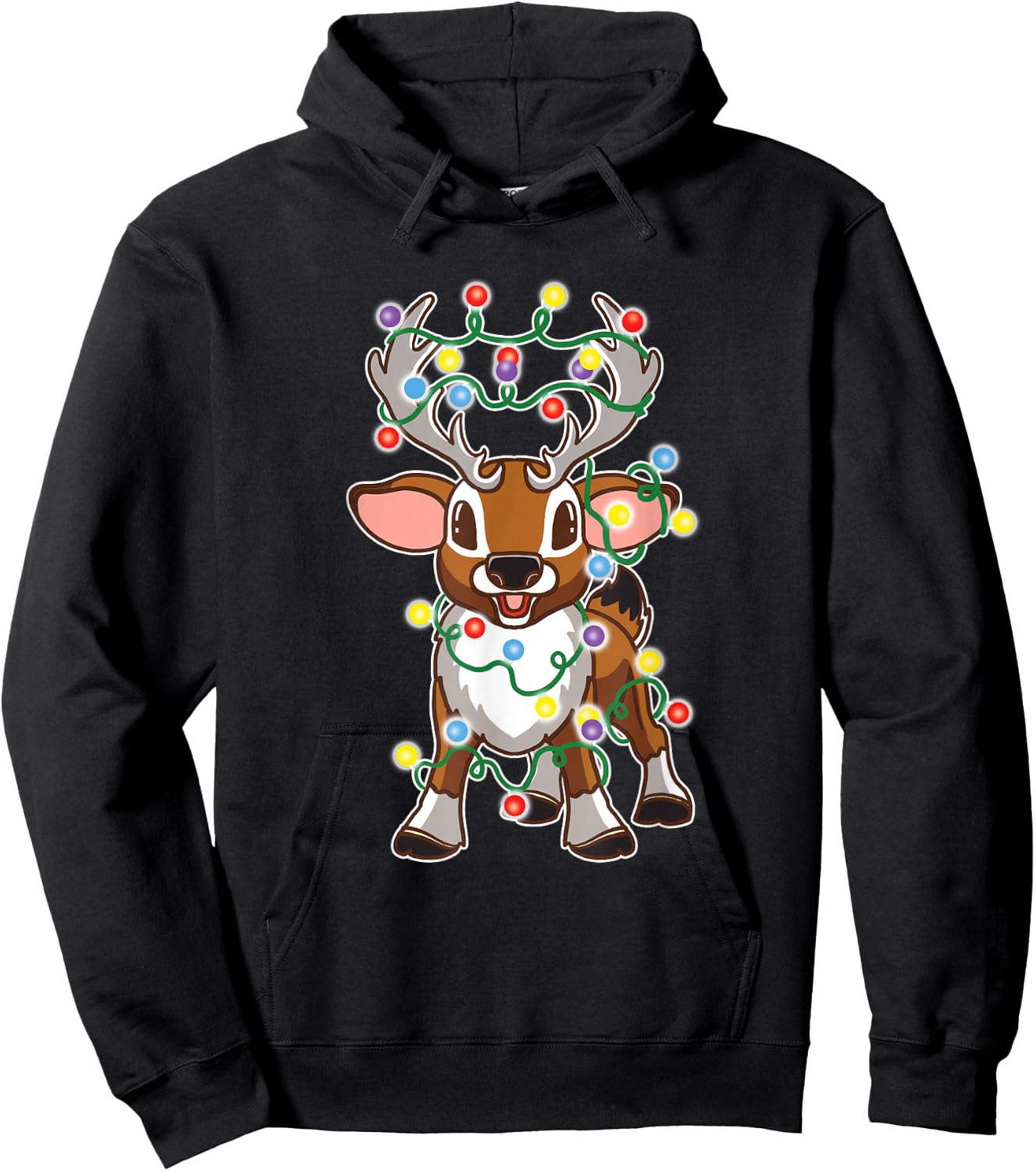 Baby Reindeer Cute Reindeers Deer with Christmas Lights Kids Hoodie - Hoodie | Black