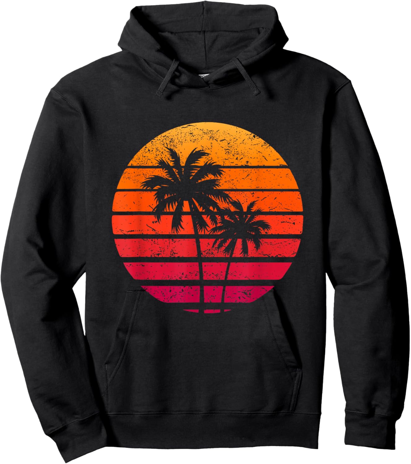 Vintage Strand Urlaub Retro Sonnenuntergang Palmen Hoodie - Hoodie | Black