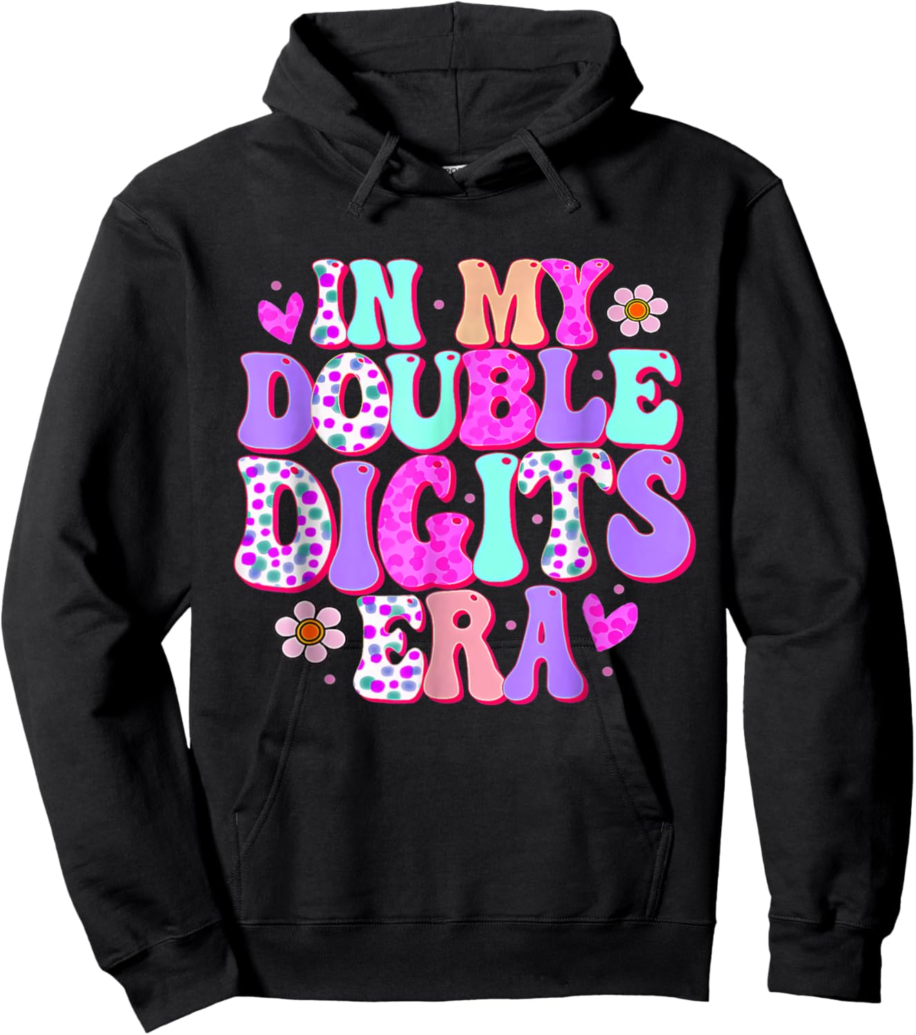 In My Double Digits Era 10 Year Old Gift Birthday Girl Retro Hoodie - Hoodie | Black