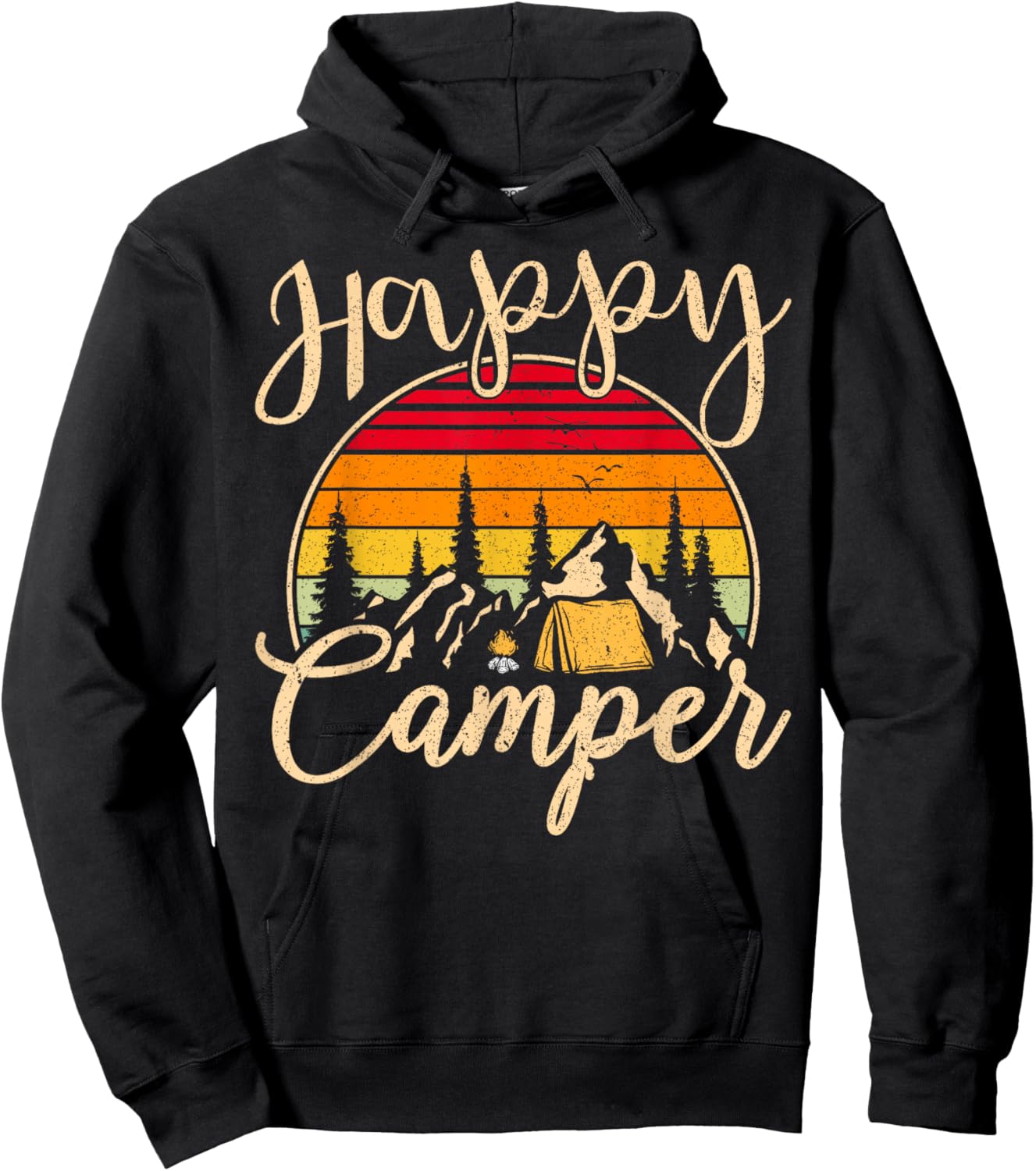 Funny Camper Outdoor Activity Camping Lover Happy Camper Hoodie - Hoodie | Black