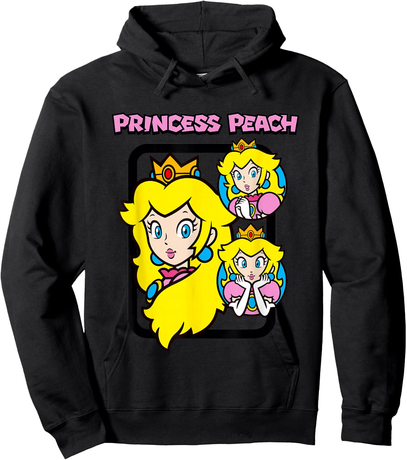 Super Mario Bros Princess Peach Power Up Vintage Hoodie - Hoodie | Black