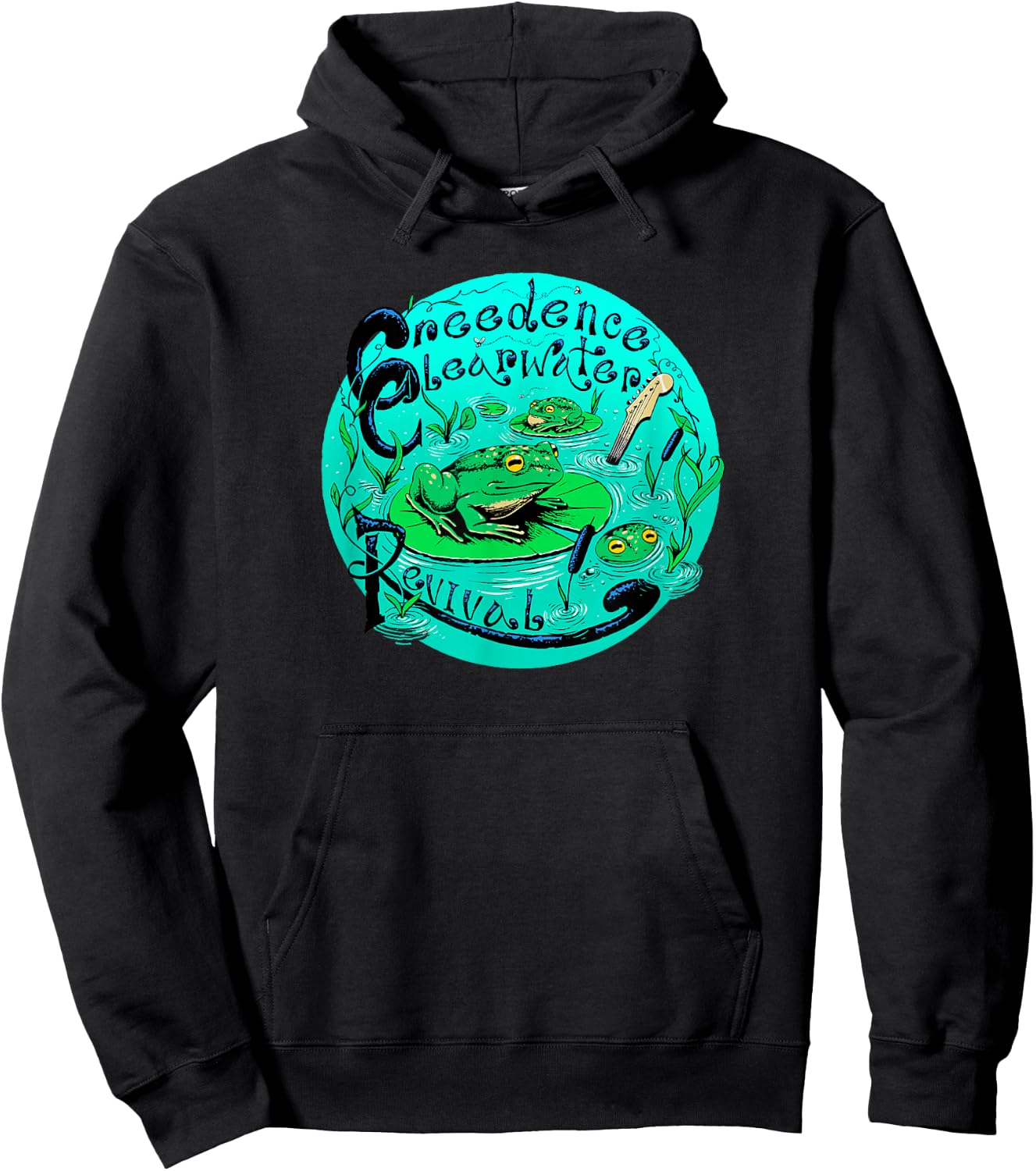Creedence Clearwater Revival Frog & Lilypad Hoodie - Hoodie | Black