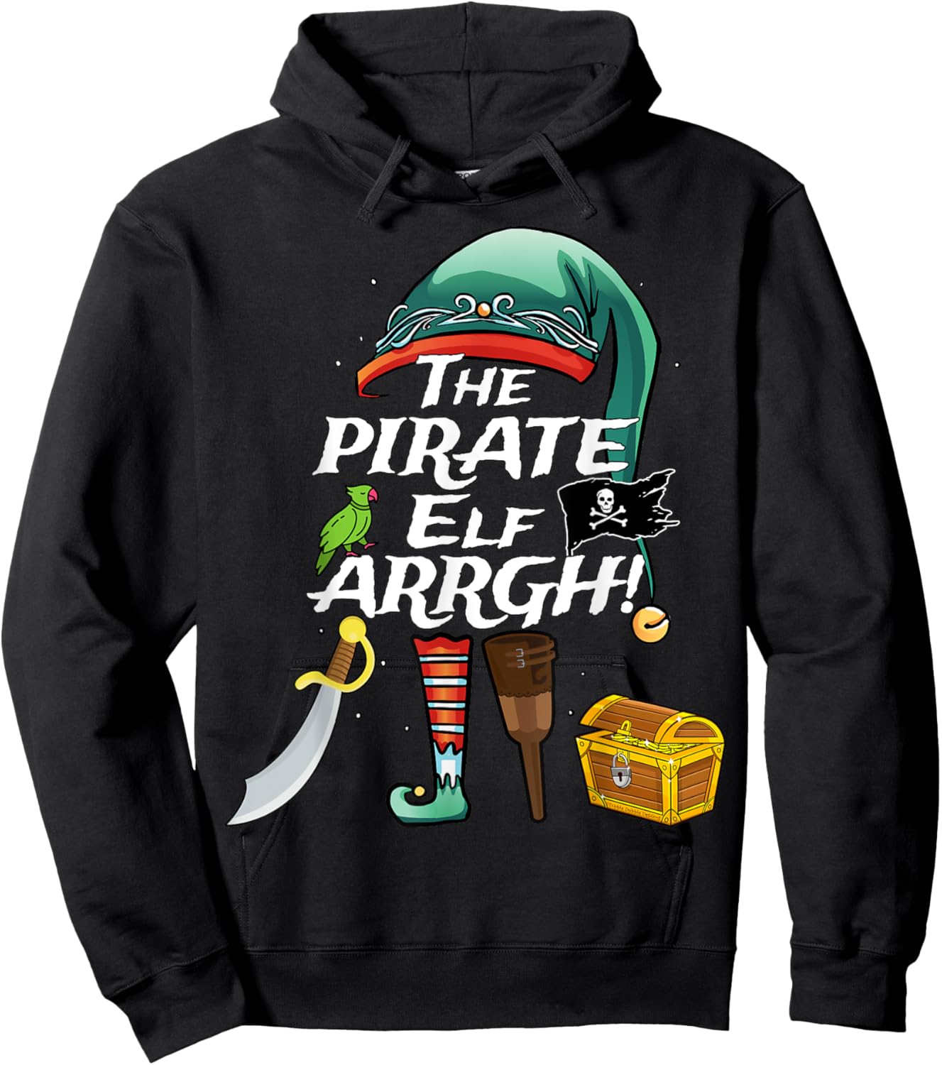 The Pirate Elf ARRGH Matching Family Christmas Pirate Hoodie - Hoodie | Black
