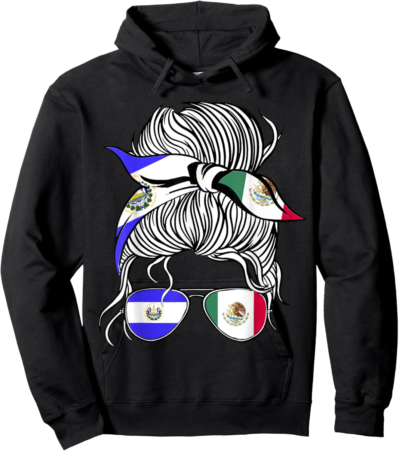 El Salvador Flag Mexico Grown Women Girl Country Hoodie - Hoodie | Black