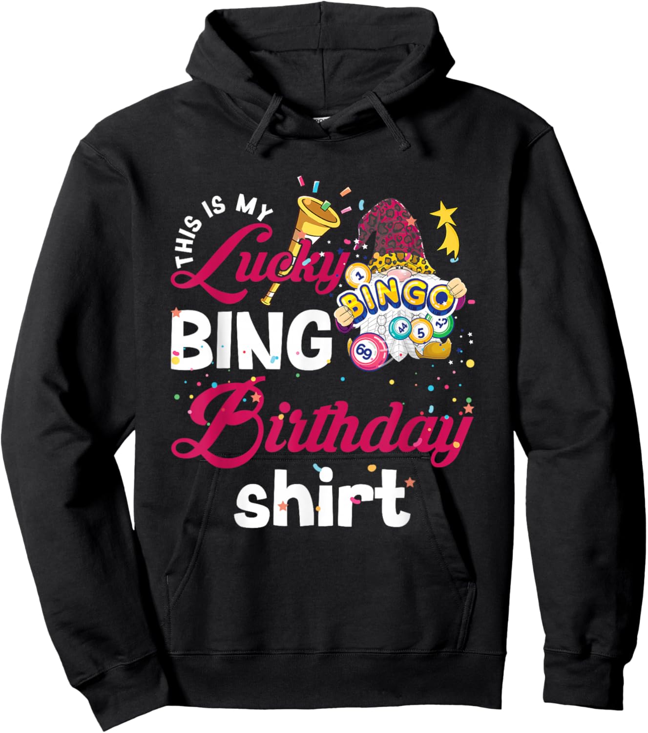 This is My Lucky Bingo Birthday Shirt Peace Love Bingo Hoodie - Hoodie | Black