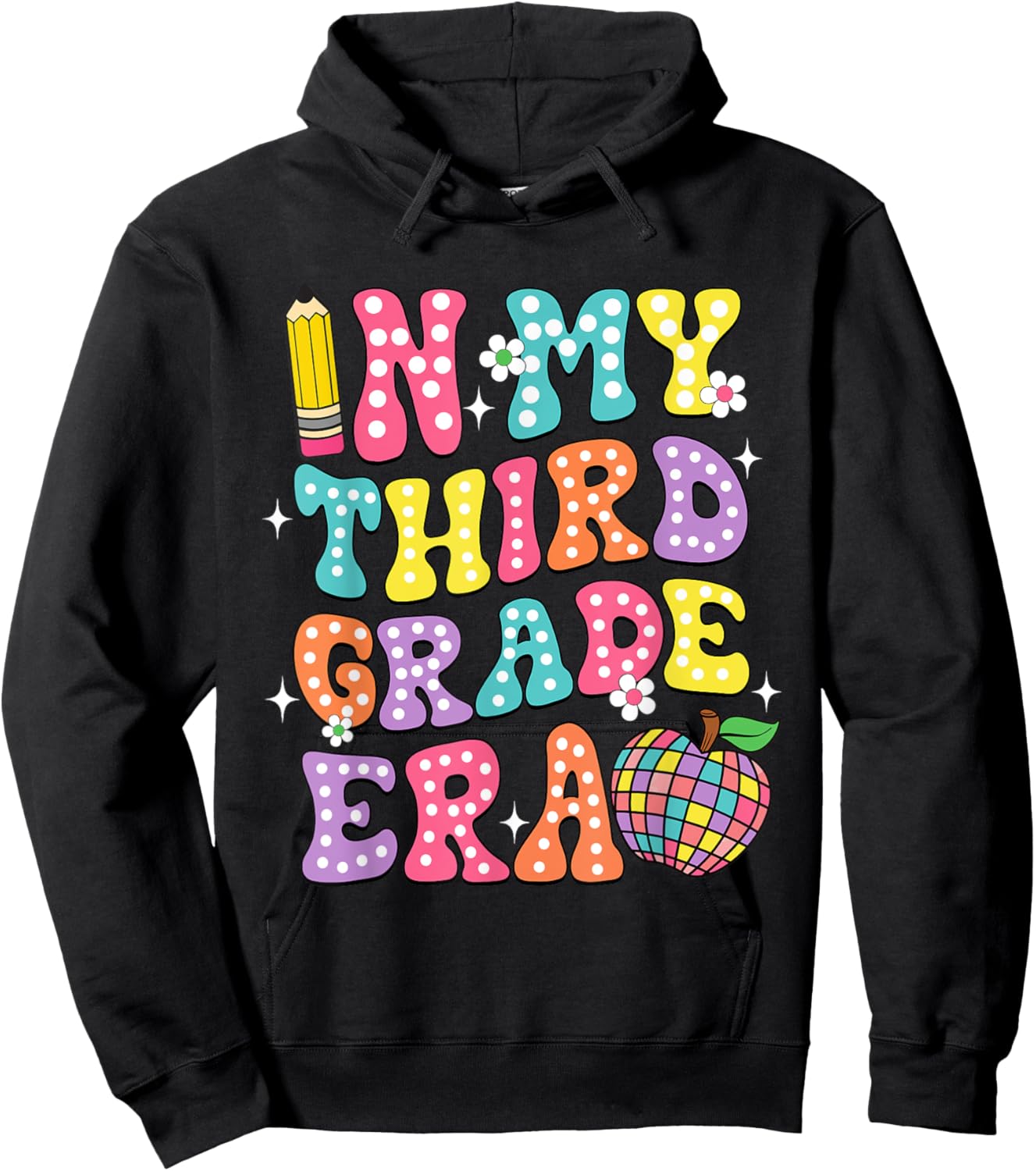 Retro Groovy In My Third Grade Era First Day Back To School Hoodie - Hoodie | Black