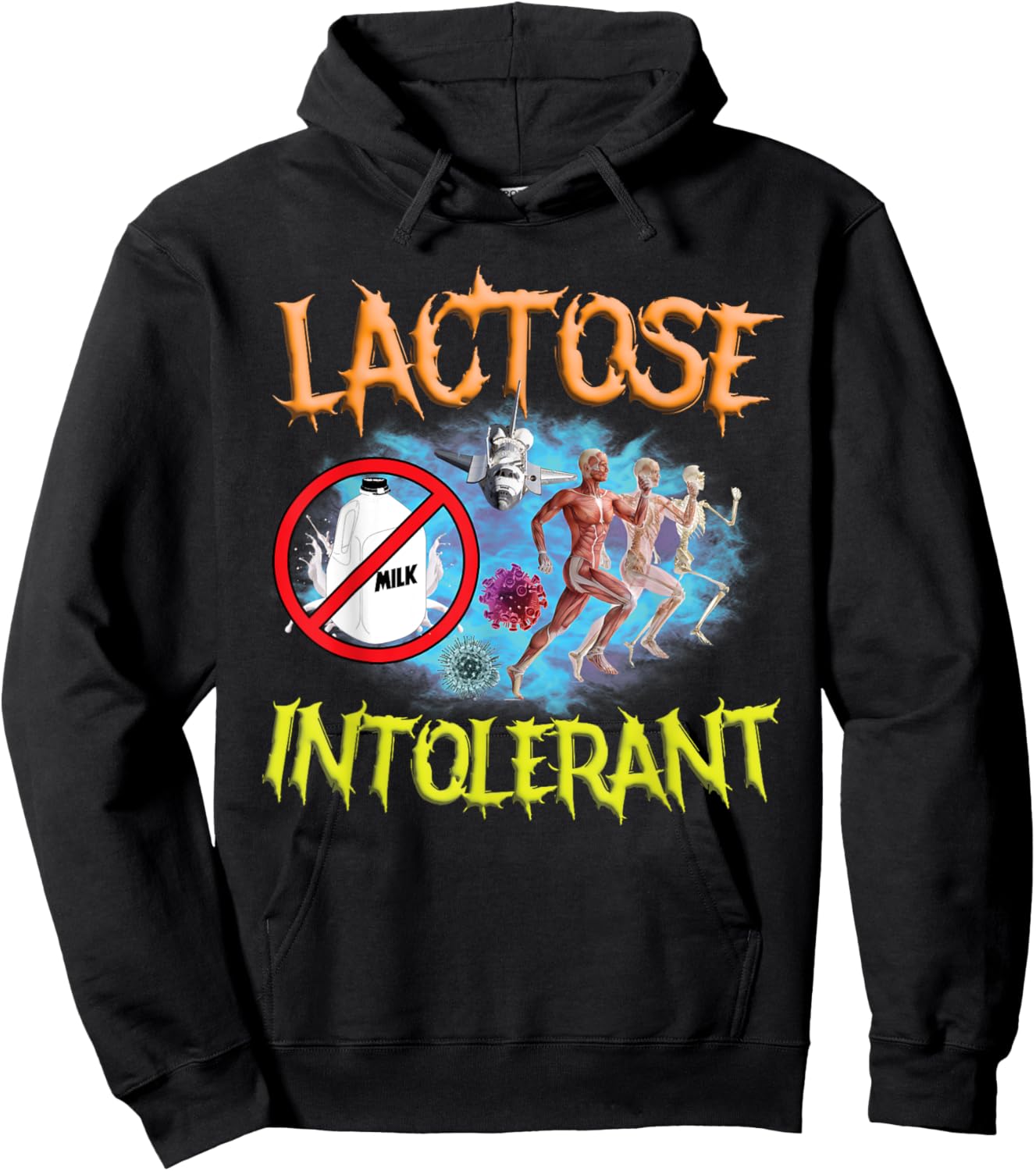 Lactose Intolerant Ironic Sarcastic Funny Humor Cringe Meme Hoodie - Hoodie | Black