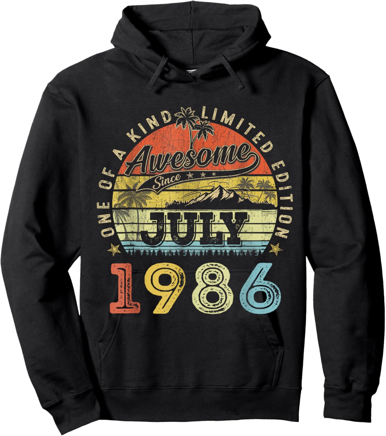 Funny 38 Years Old July 1986 Vintage 38th Birthday Men Women Hoodie - Hoodie | Black