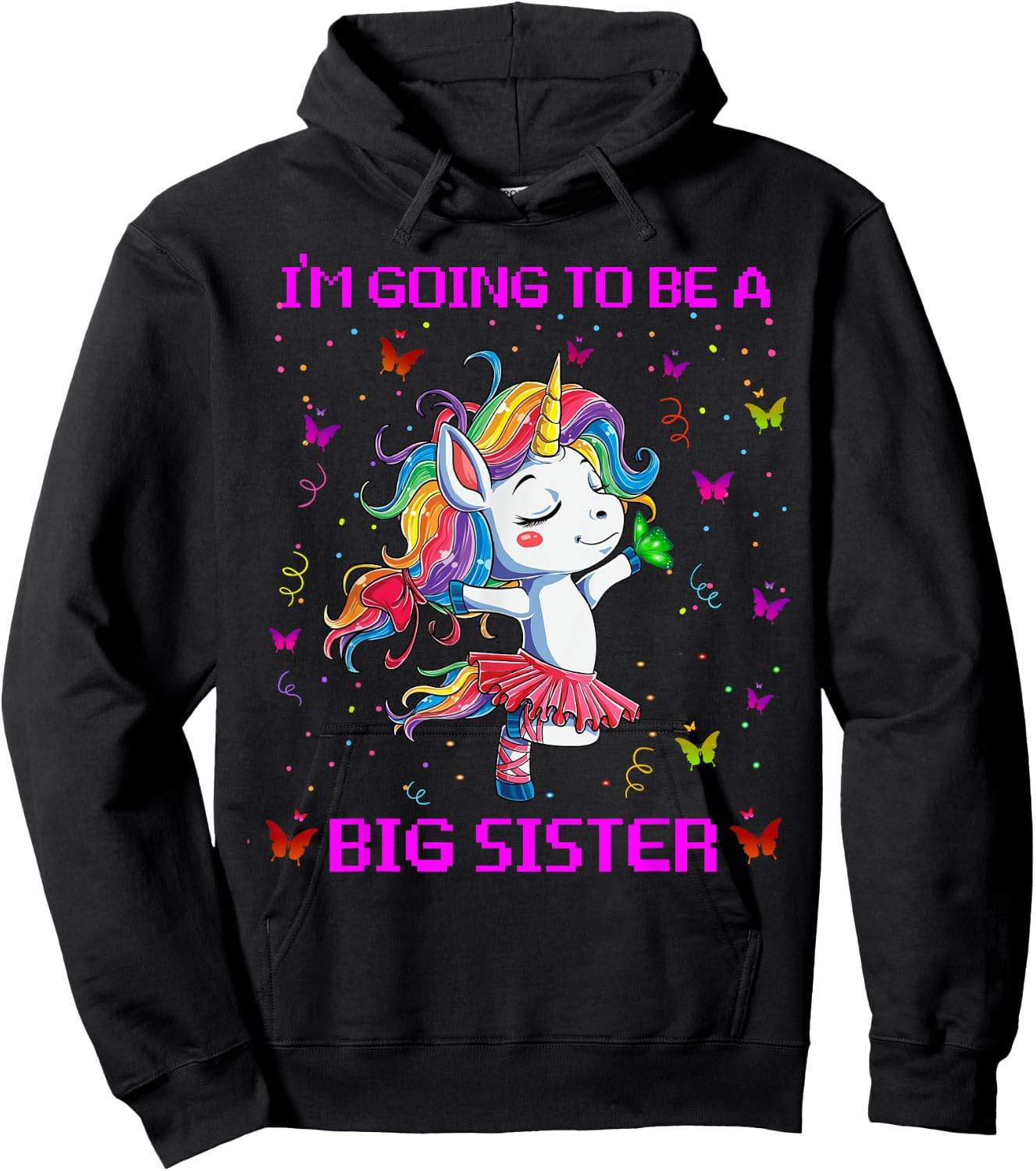 I'm Going To Be A Big Sister 2021 Unicorn Hoodie - Hoodie | Black