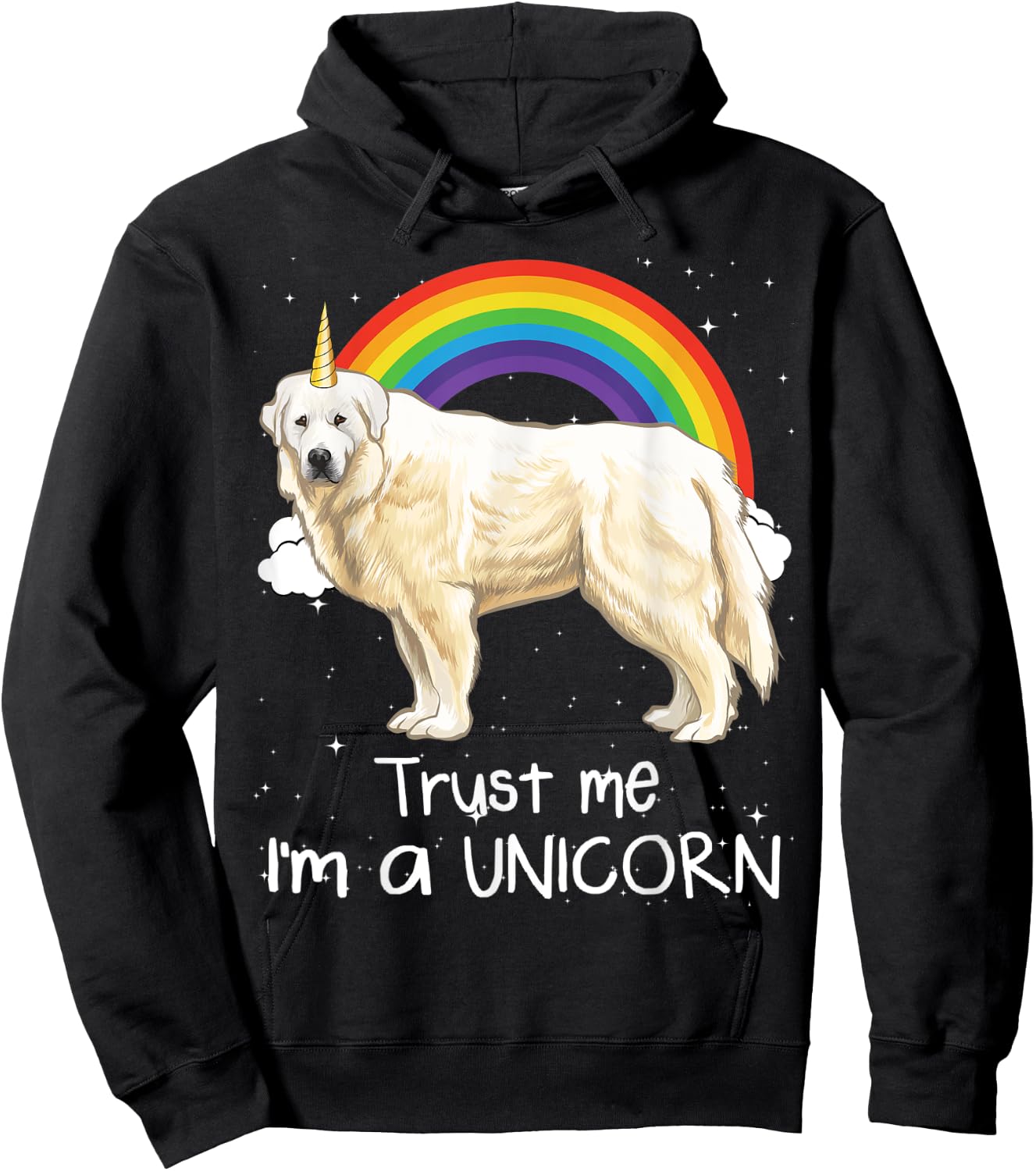 Rainbow Great Pyrenee Trust Me I'm A Unicorn Dog Men Women Kids Hoodie - Hoodie | Black