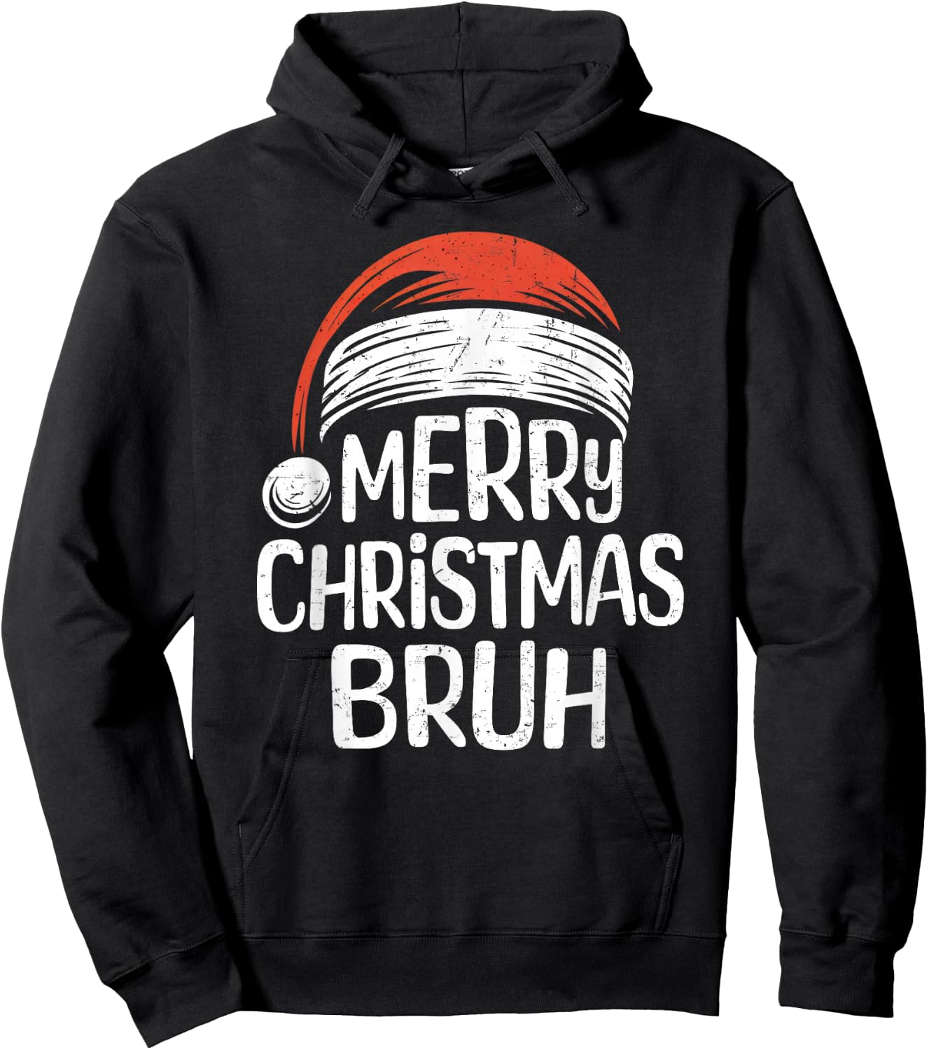 Merry Christmas Bruh Santa Meme Funny Saying for Boys Men Hoodie - Hoodie | Black