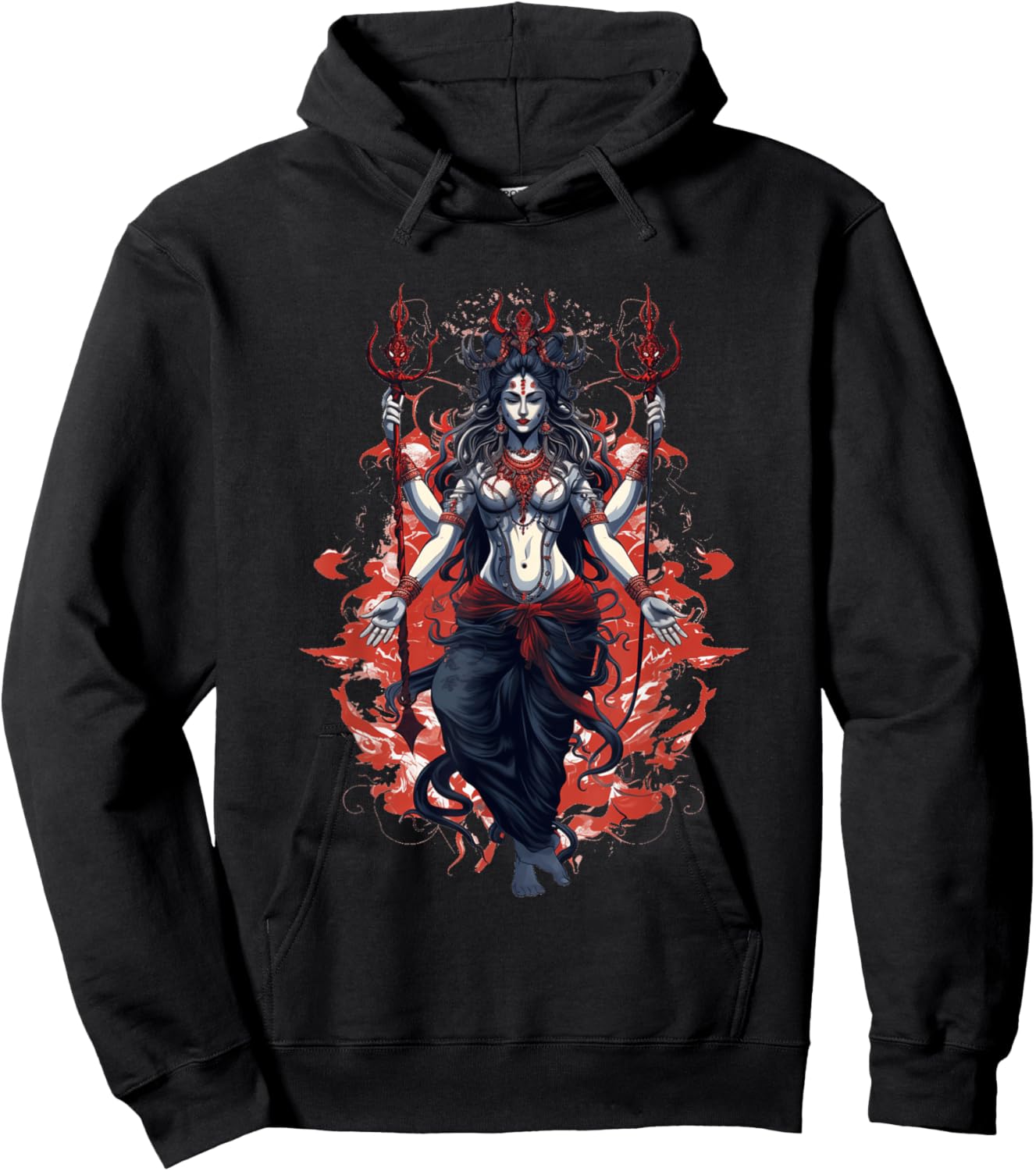 Kali Goddess of Death, Time and Doomsday Hindu Yoga Women Hoodie - Hoodie | Black