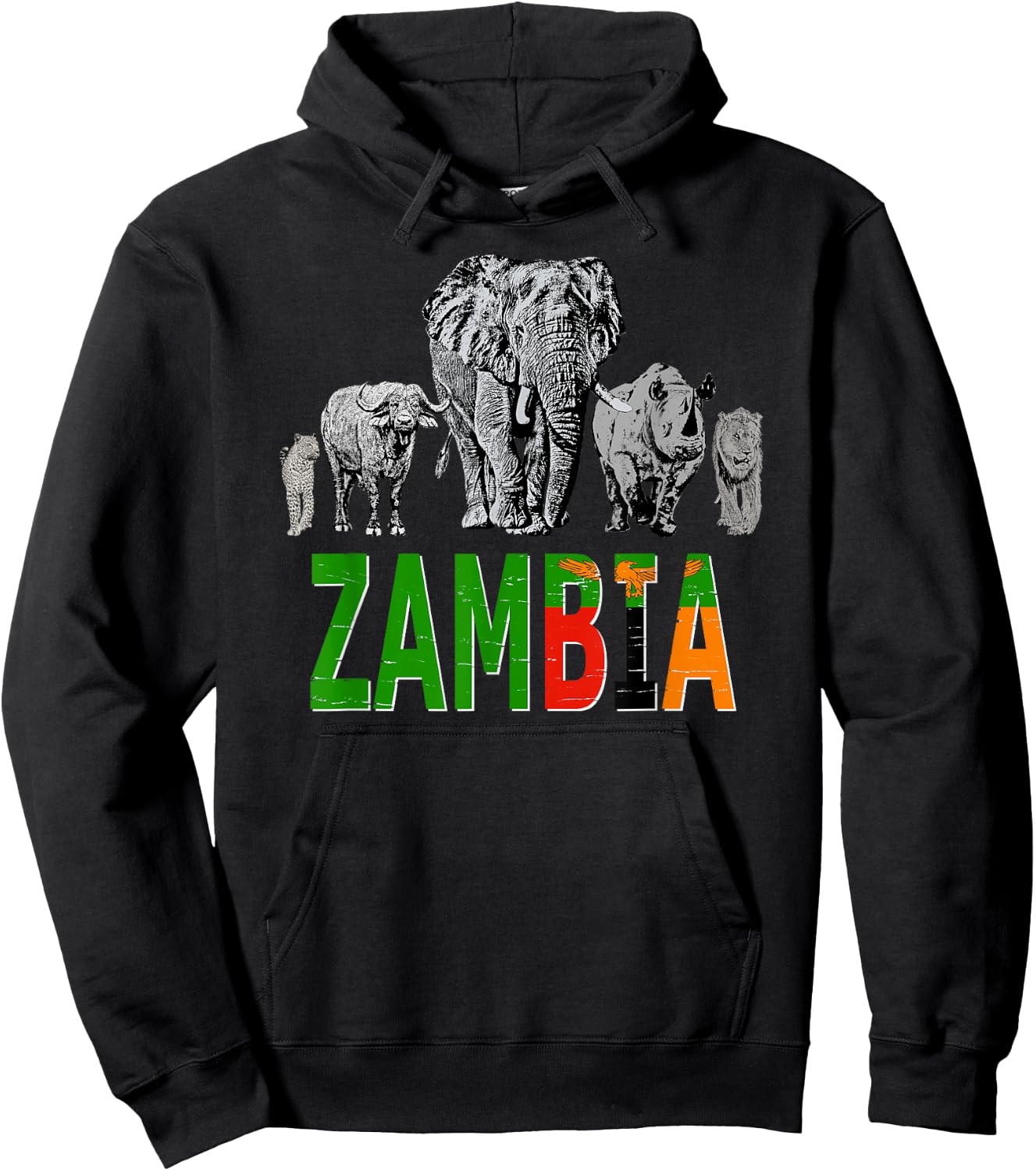 Big Five Zambia Pride Wildlife Hoodie - Hoodie | Black