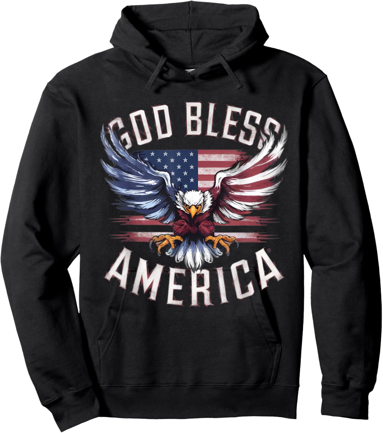 God Bless America eagle usa flag 4th of July Hoodie - Hoodie | Black