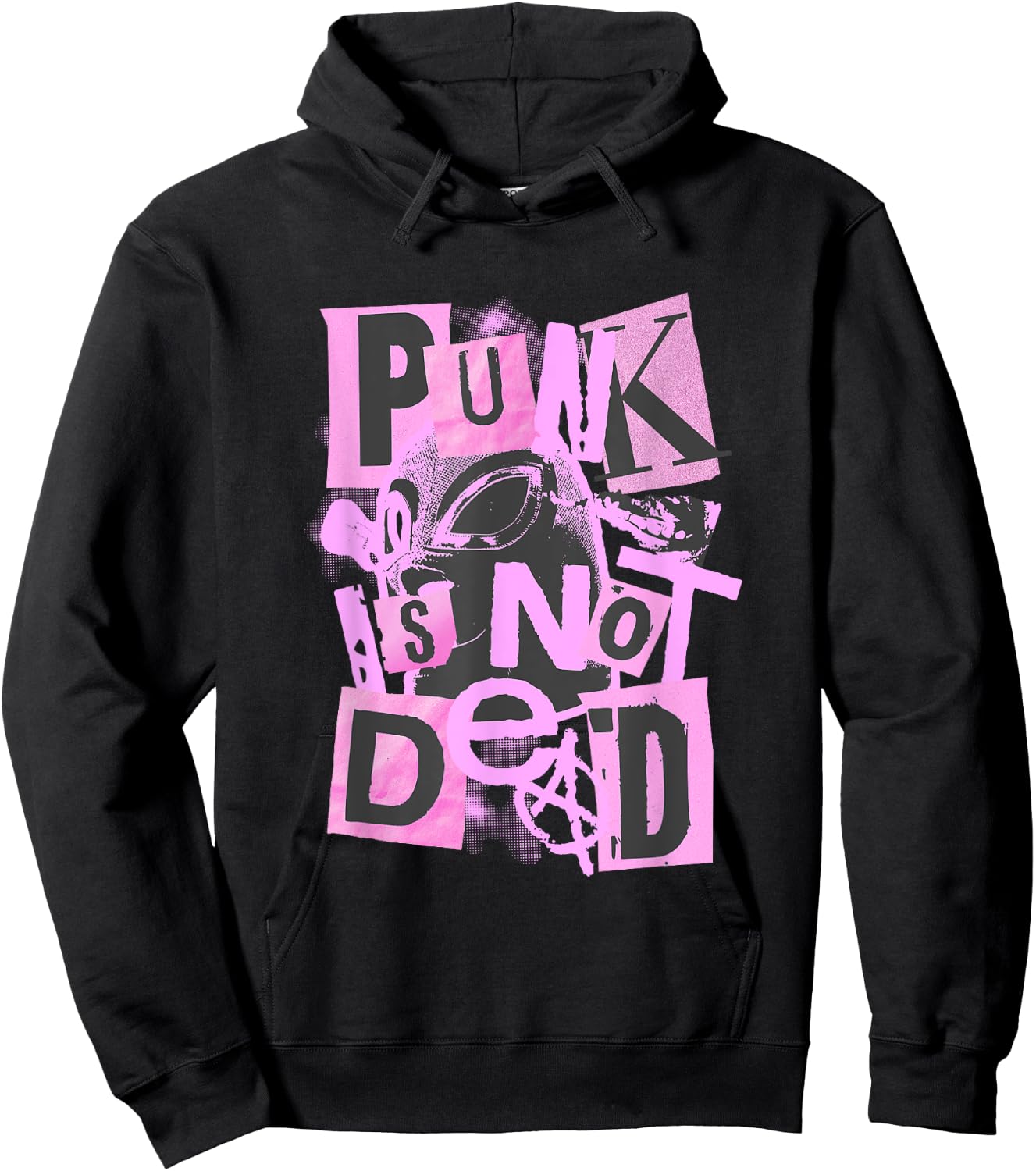 Punk is Not Dead Collage Style Anarchist Rebellion Design Hoodie - Hoodie | Black