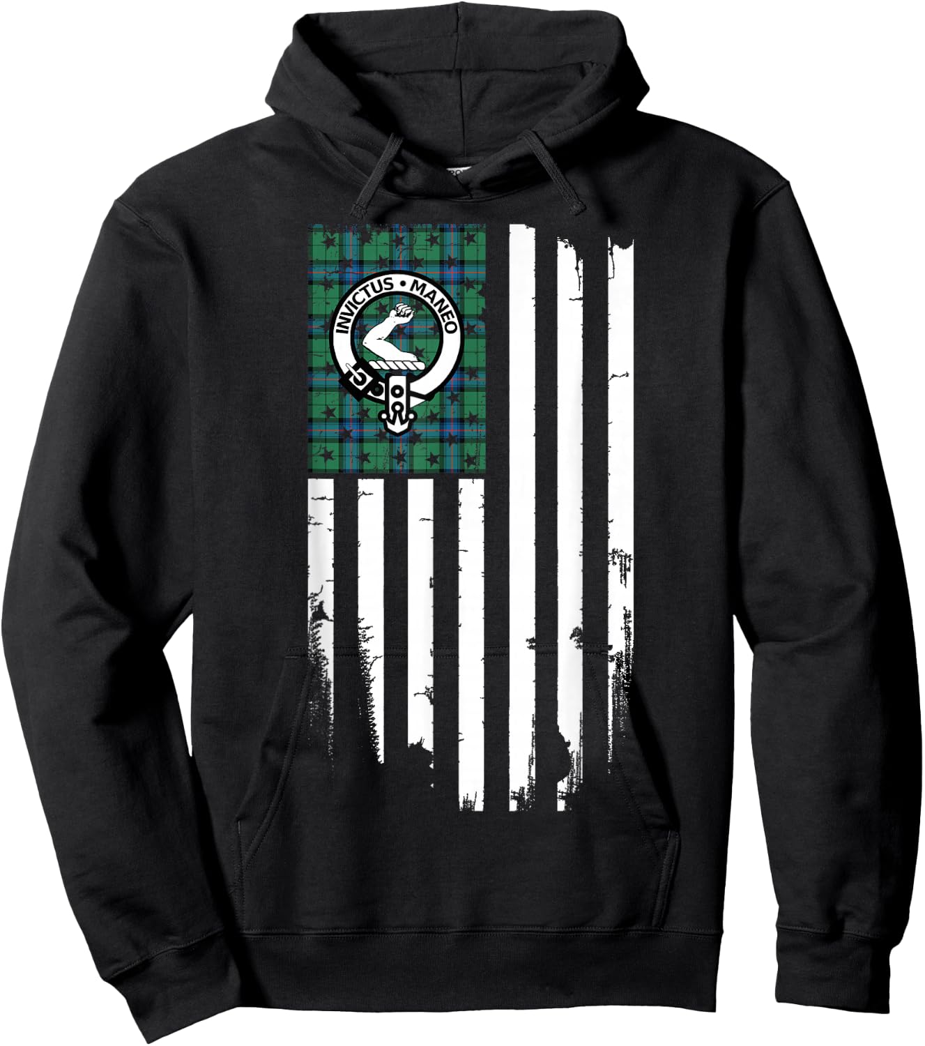 Scottish American Armstrong Clan & Stripes Flag Hoodie - Hoodie | Black