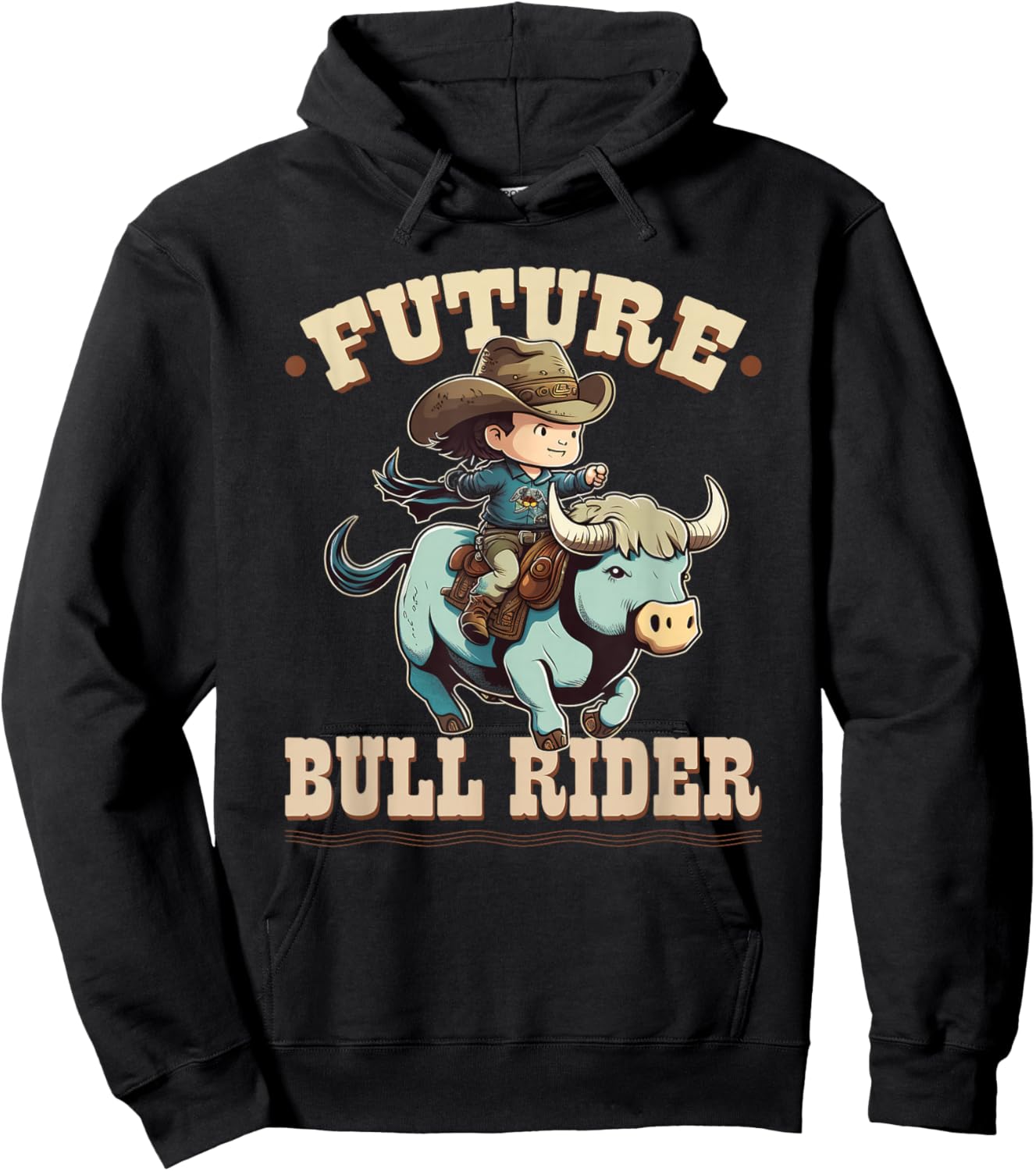 Future Bull Rider, Bull Riding Cowboy Rodeo Boy Kids Hoodie - Hoodie | Black