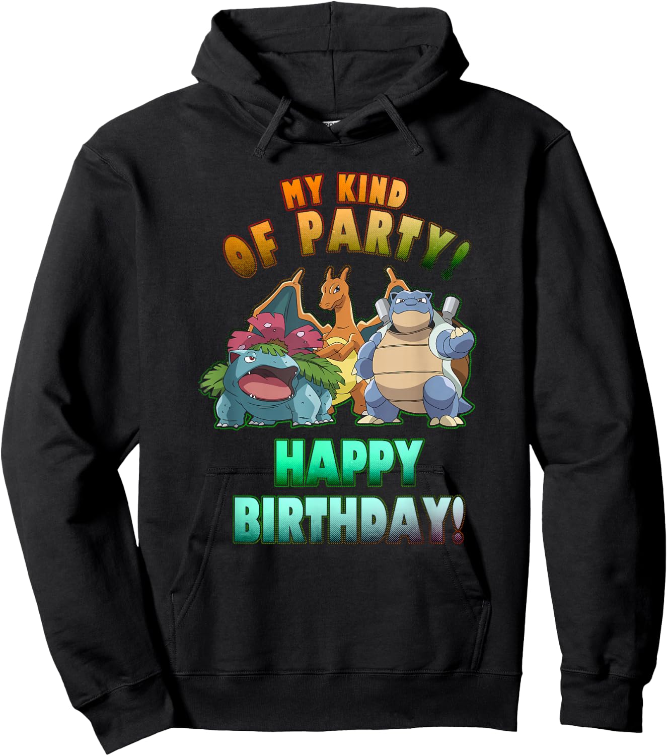 Pokémon Birthday Group My Kind of Party Rainbow Text Hoodie - Hoodie | Black