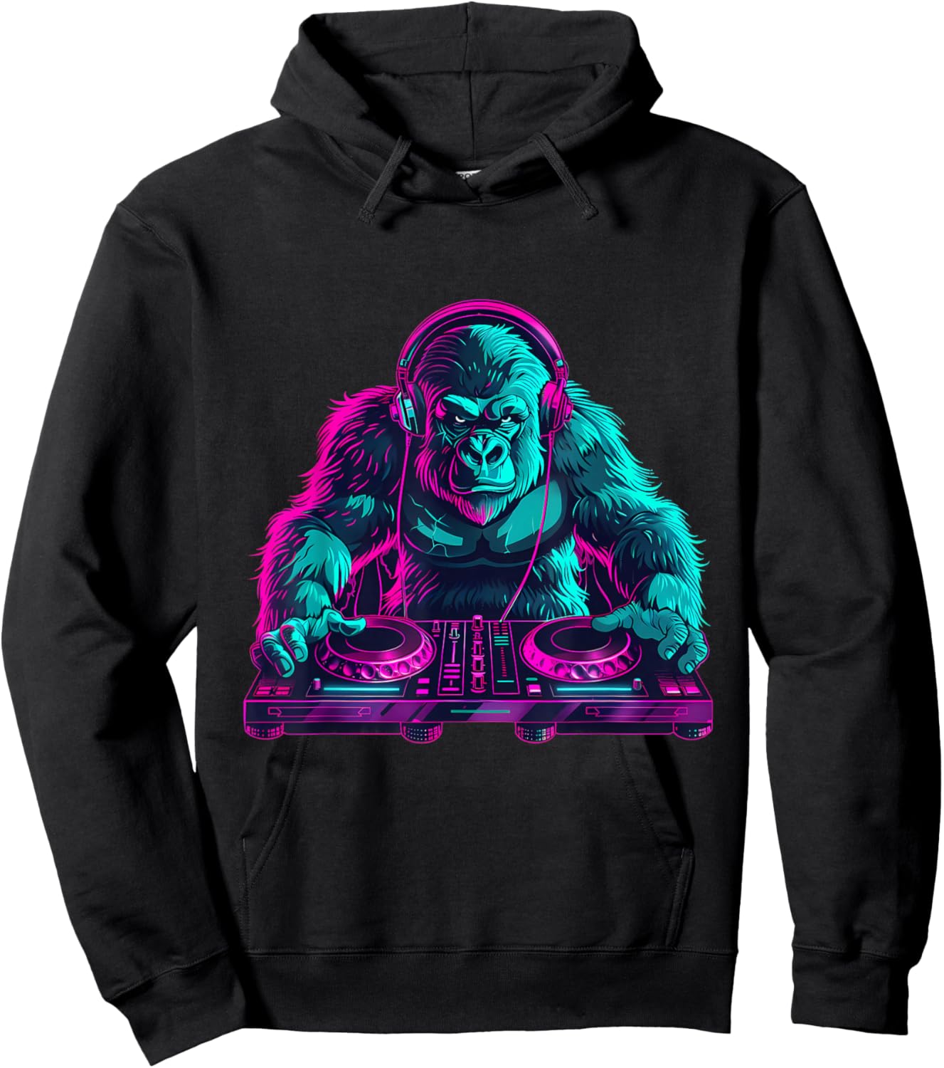 DJ Gorilla EDM Dance Club Gorilla Lover Turntable DJ Gorilla Hoodie - Hoodie | Black
