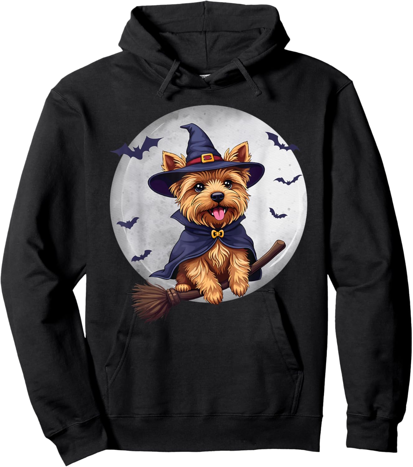 Yorkie Halloween, Yorkie Witch, Halloween Yorkie Hoodie - Hoodie | Black