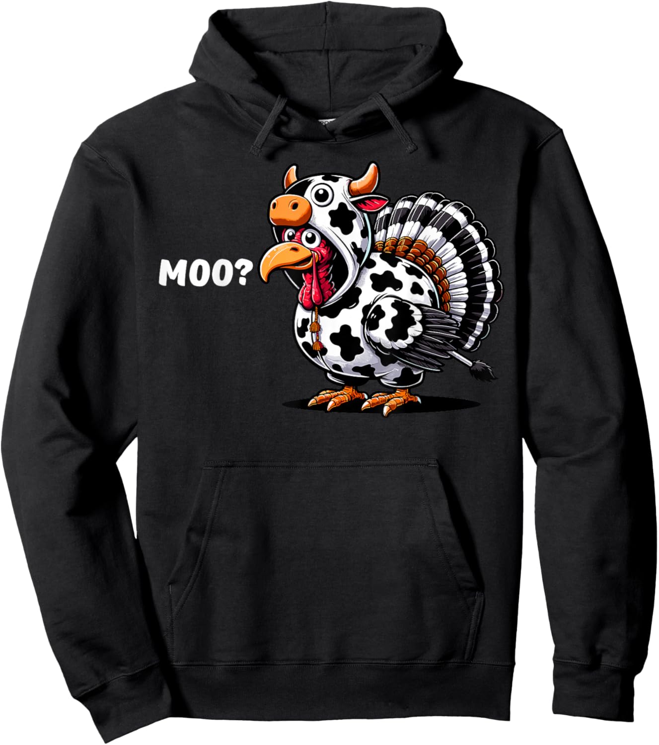 Turkey Moo Funny Thanksgiving Hoodie - Hoodie | Black