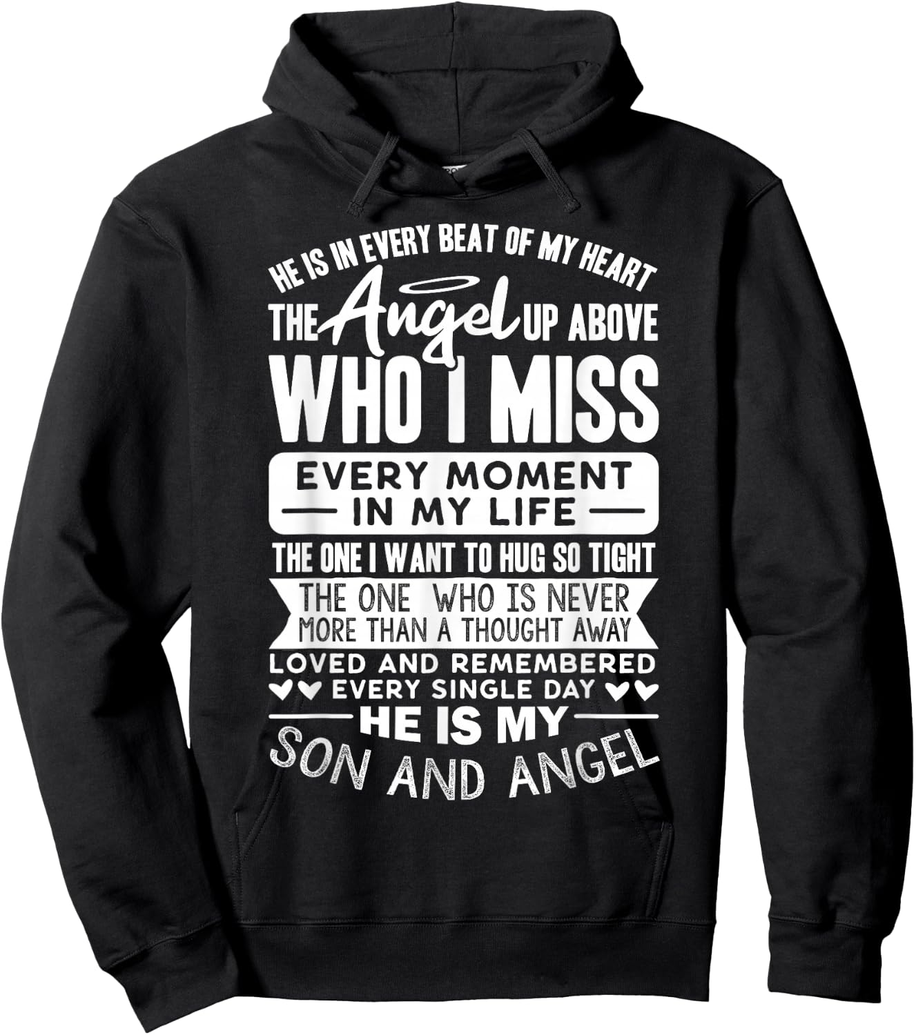 My Son Is My Guardian Angel in Heaven, Grief to Son Hoodie - Hoodie | Black