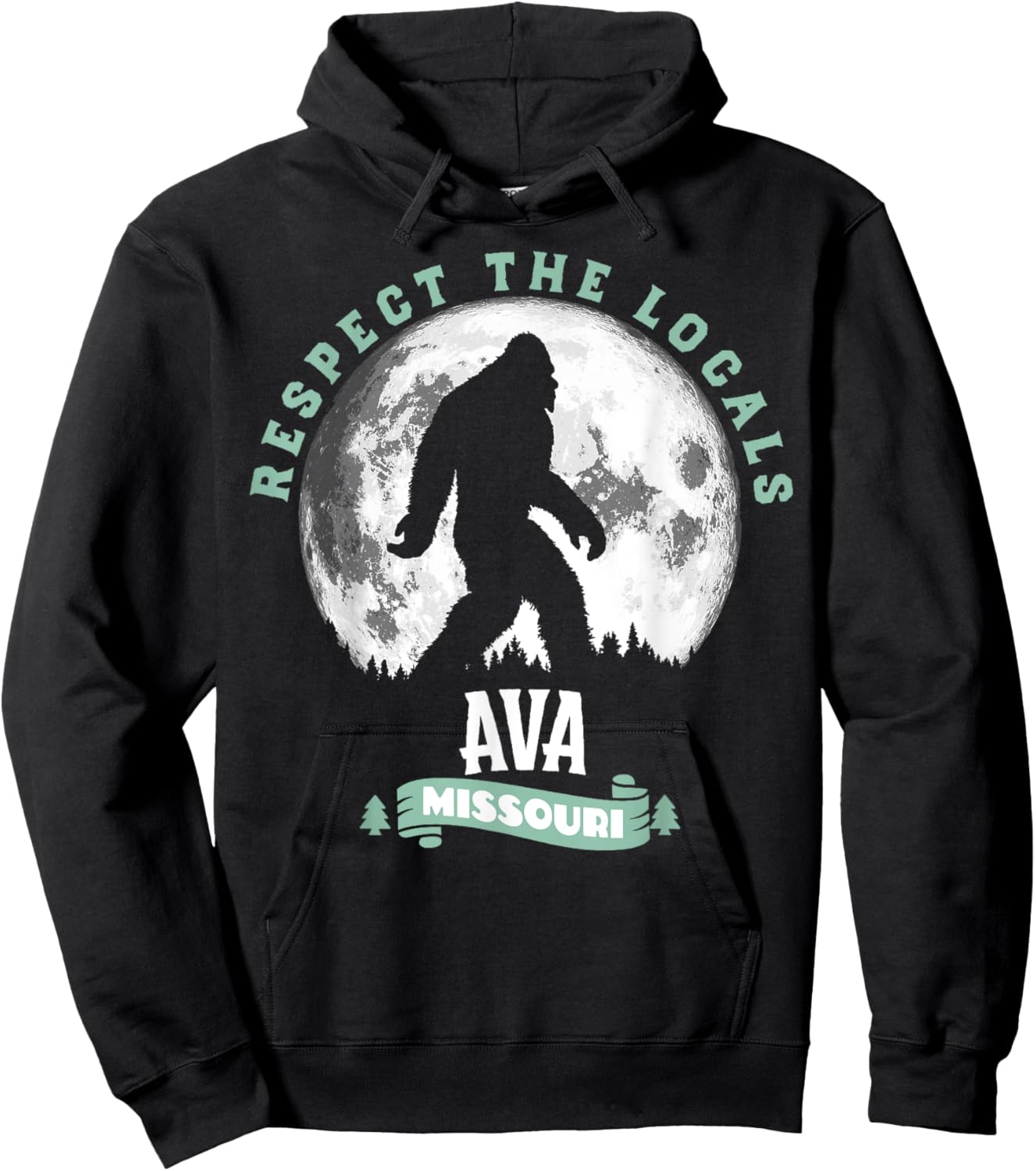 Ava Missouri Respect the Locals Bigfoot Sasquatch Moon Hoodie - Hoodie | Black