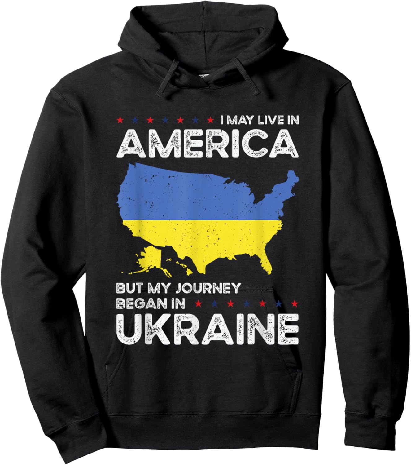 Ukrainian American Patriot USA Grown Ukraine US Flag Hoodie - Hoodie | Black
