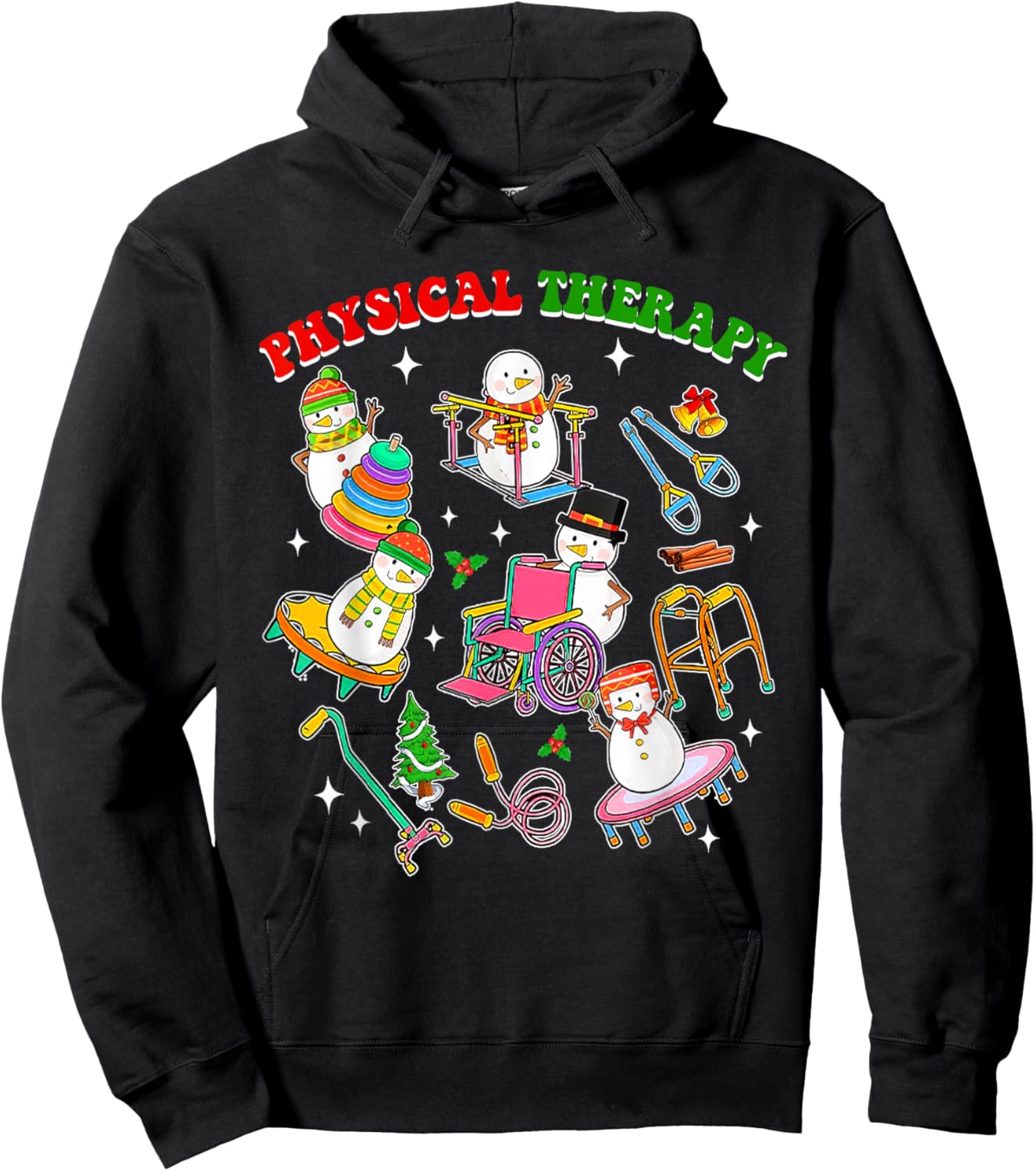 Pt Snowman Physical Therapy Christmas Physical Therapist Hoodie - Hoodie | Black