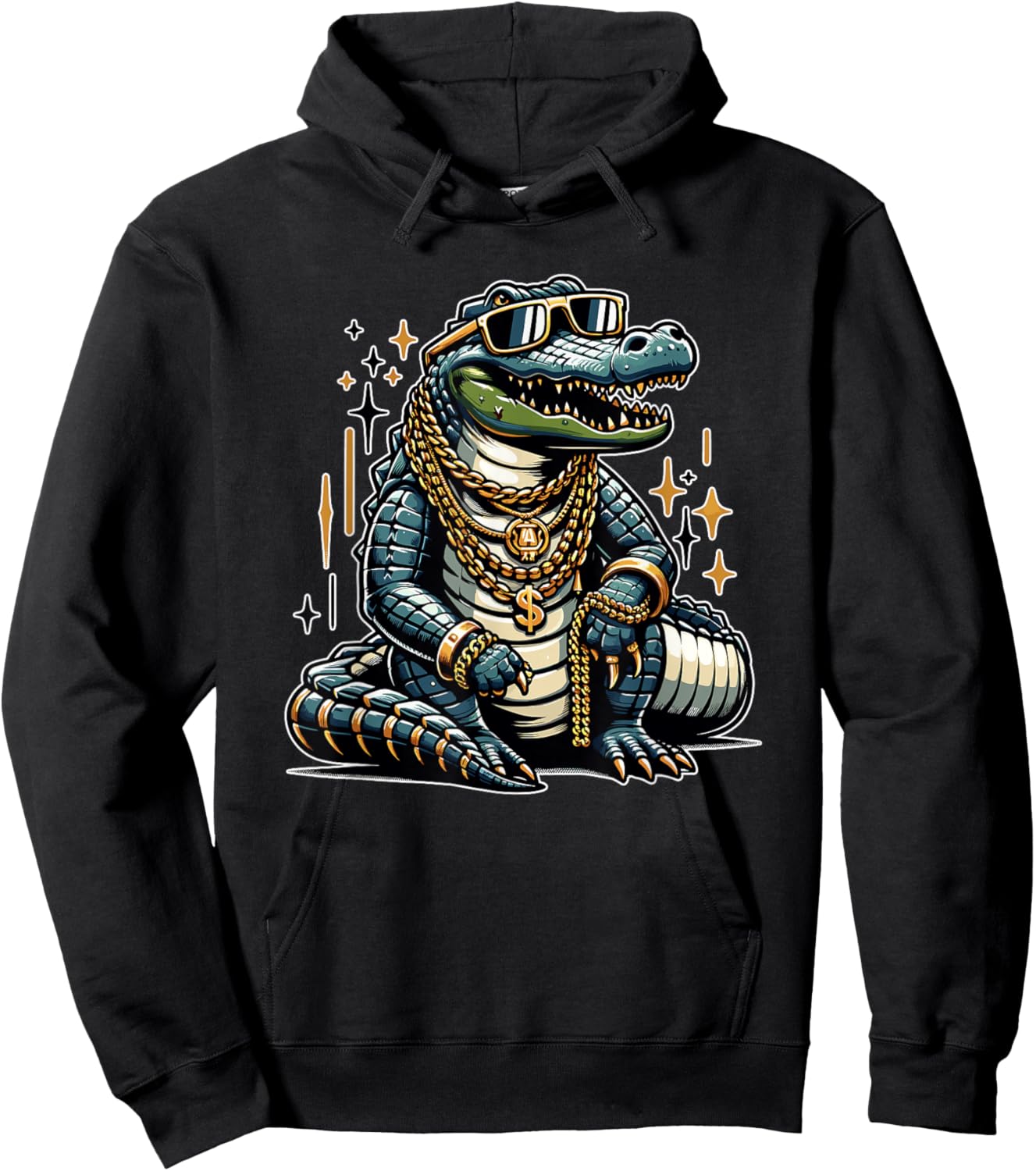 Retro Gangster Alligator Funny Gator Hoodie - Hoodie | Black