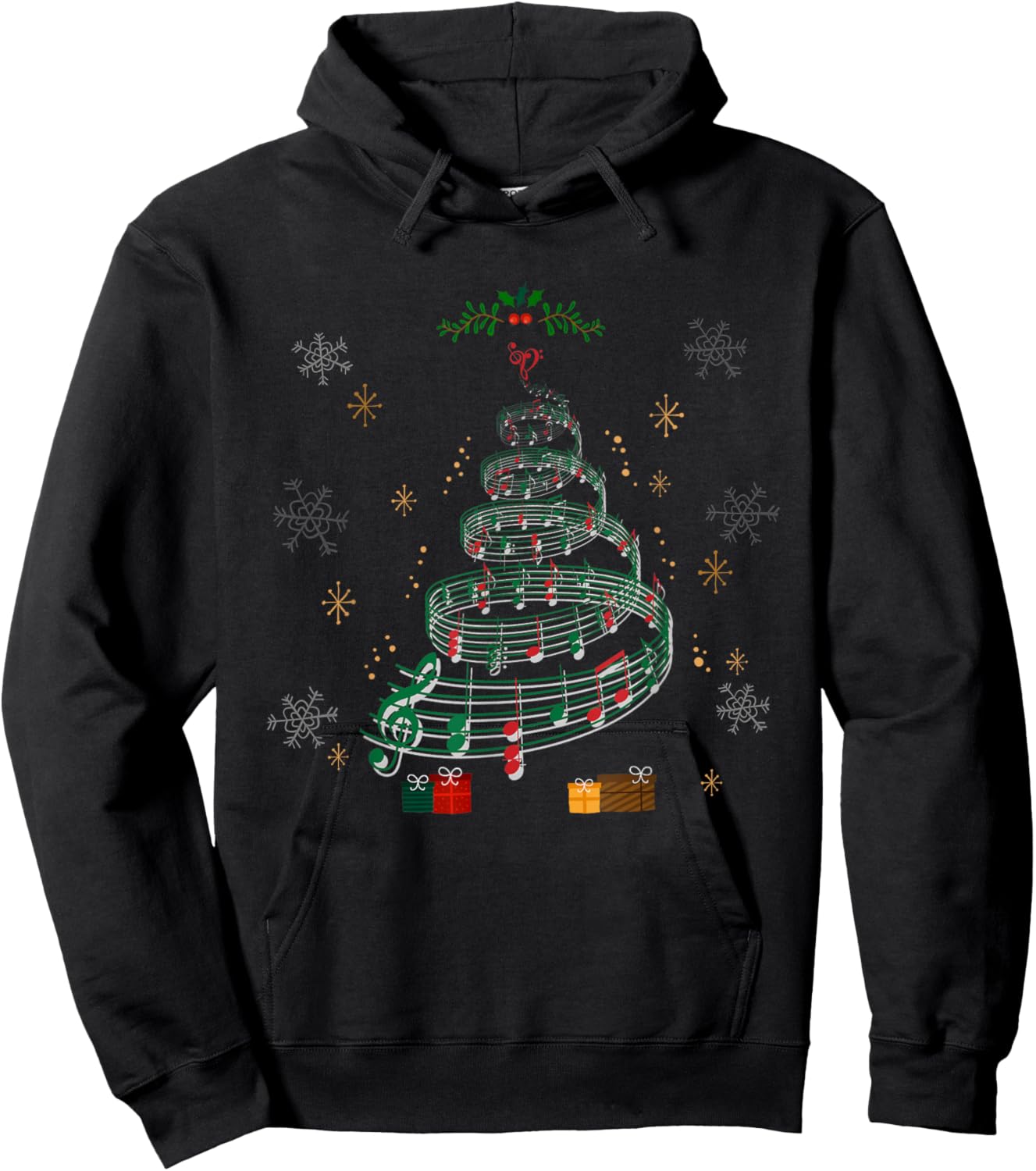 Music Note Tree Musical Christmas Xmas Music Lovers Hoodie - Hoodie | Black