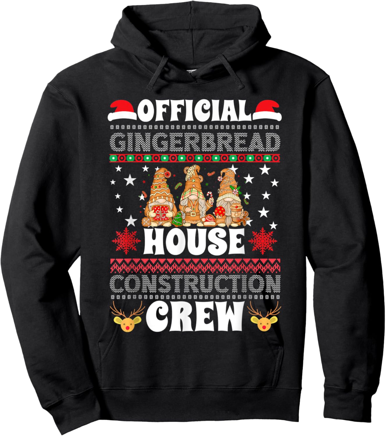 Official Gingerbread House Construction Crew Ugly Sweater Hoodie - Hoodie | Black