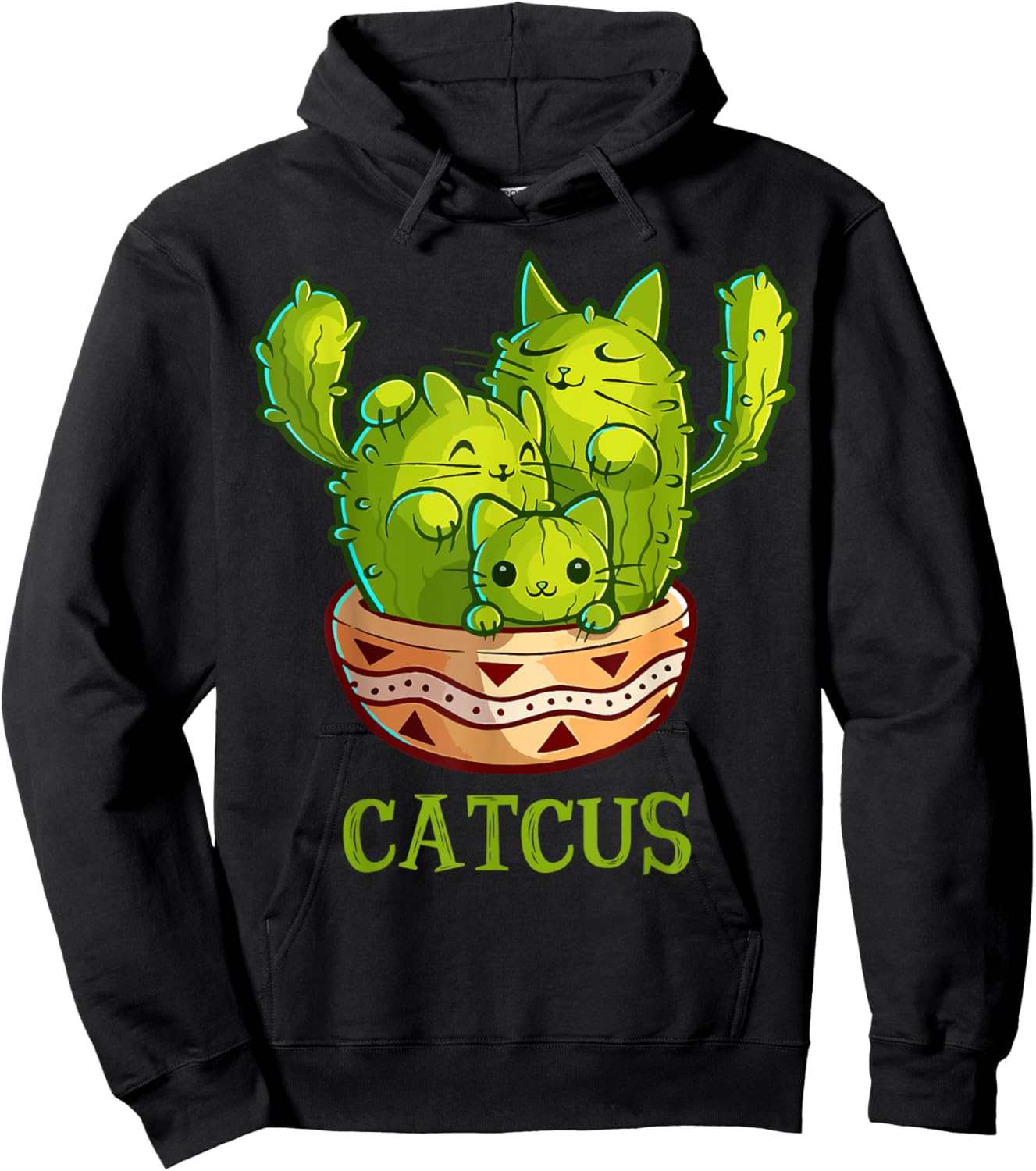 Catcus Cute Cat And Cactus Mexican Cactus Cinco De Mayo Hoodie - Hoodie | Black