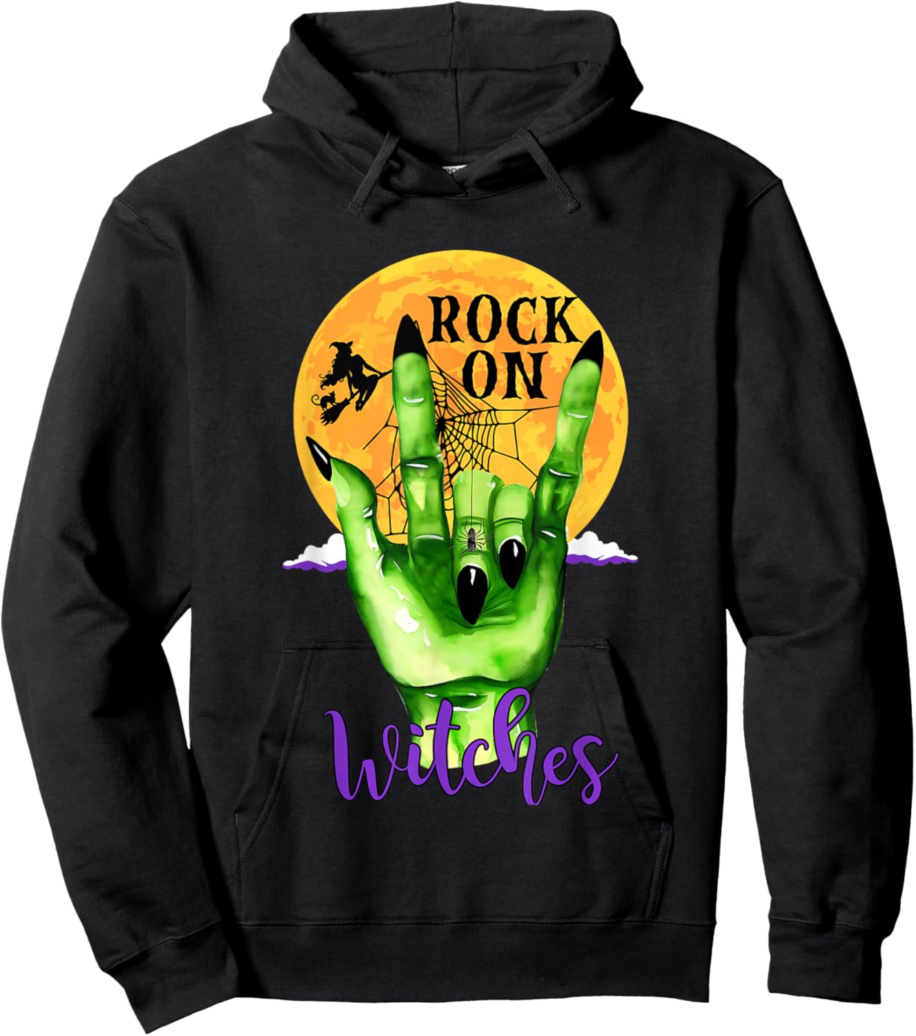 Rock On Witches - Funny Women's Witch Halloween Costume Hoodie - Hoodie | Black