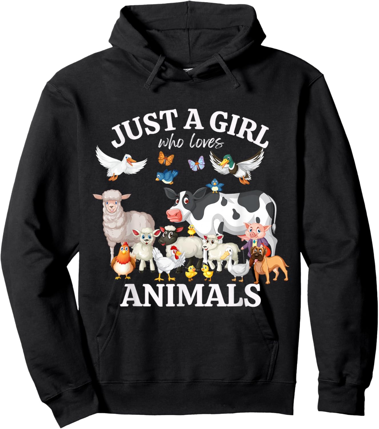 Just a Girl Who Loves Animals for Girls Who Love Animals Hoodie - Hoodie | Black