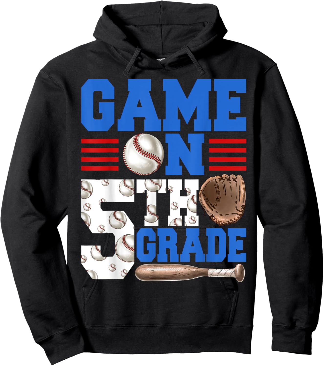 Game On 5th Grade With Baseball Player First Day Of School Hoodie - Hoodie | Black